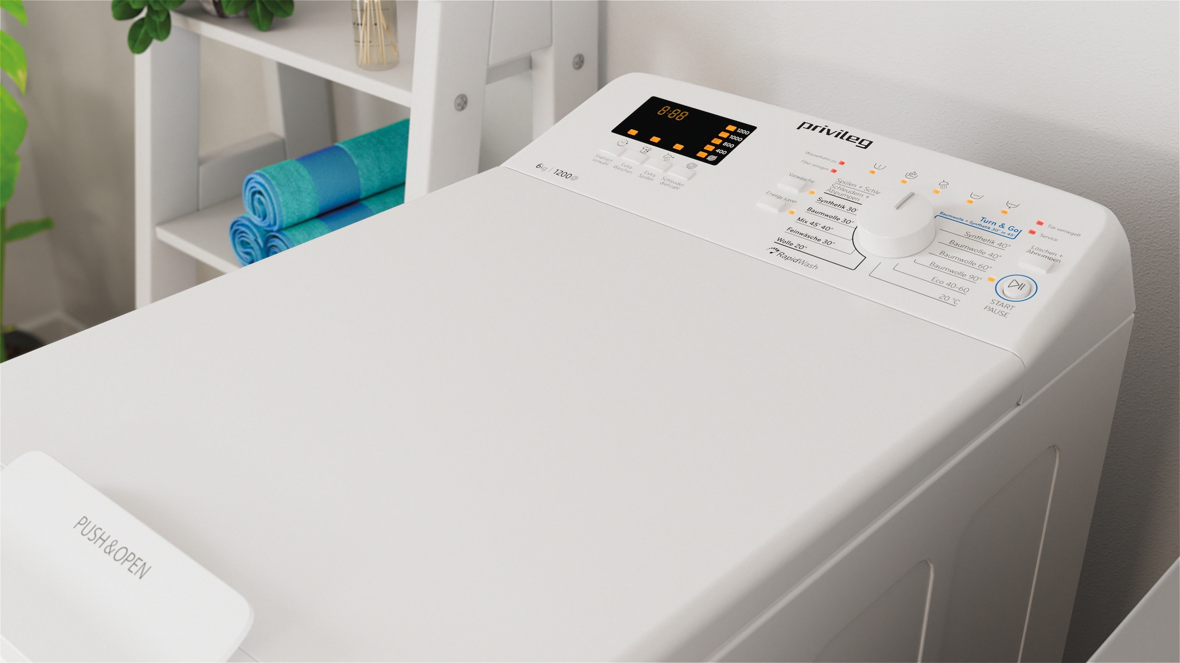 Privileg Waschmaschine Toplader »PWT C623 N« 6 kg 1200 U/min Turn&Go, Rapid Wash, Mix 45 min. bei voller Beladung, SoftOpening