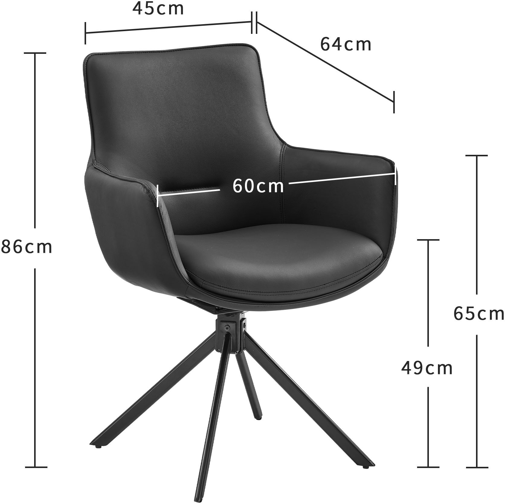 OTTO home Drehstuhl (Set) 2 Stk.Naturleder Bezug, 360° drehbares Gestell aus Eisen