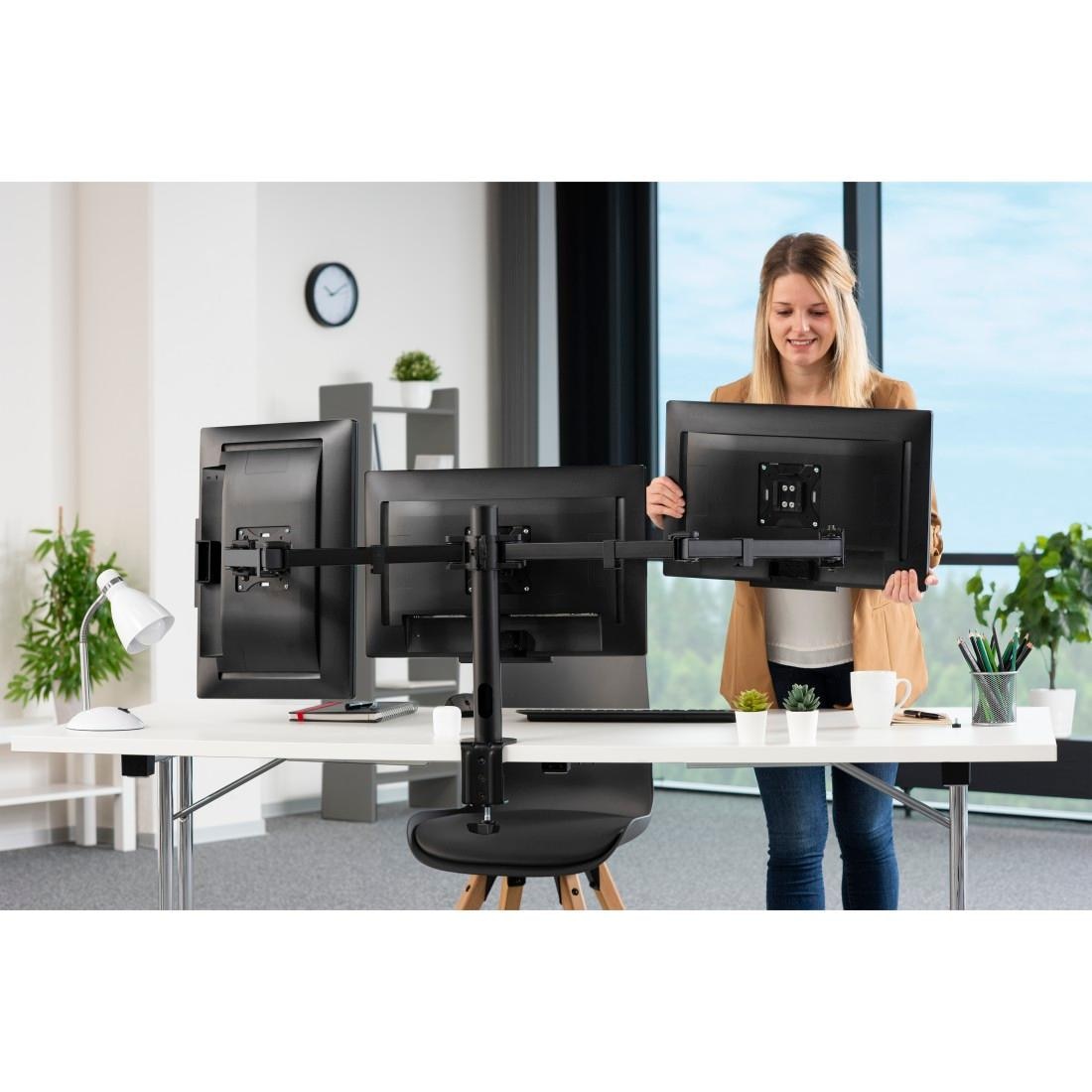 hama Monitor-Tischhalterung Fullmotion, VESA 100x100, bis 10 kg Traglast, 3  Gelenke, schwarz