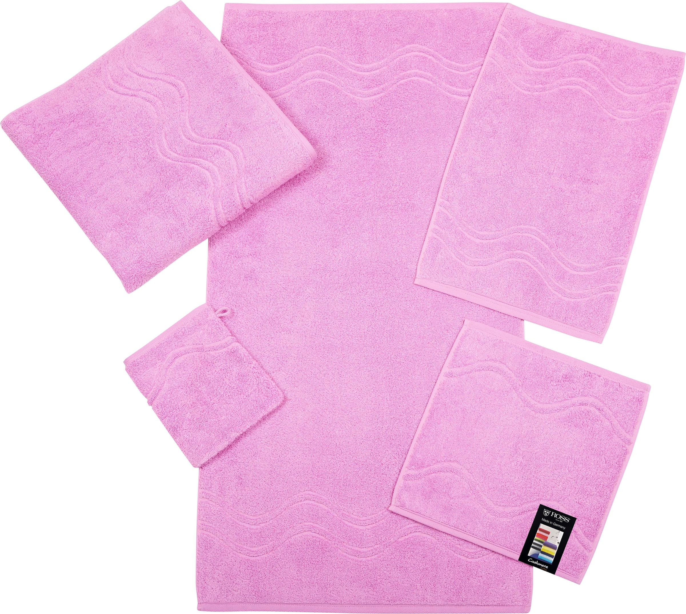 ROSS Handtuch »Cashmere feeling«, (Packung, 2 St.), 100% Baumwolle, mit Wellen-Bordüre, große Farbauswahl