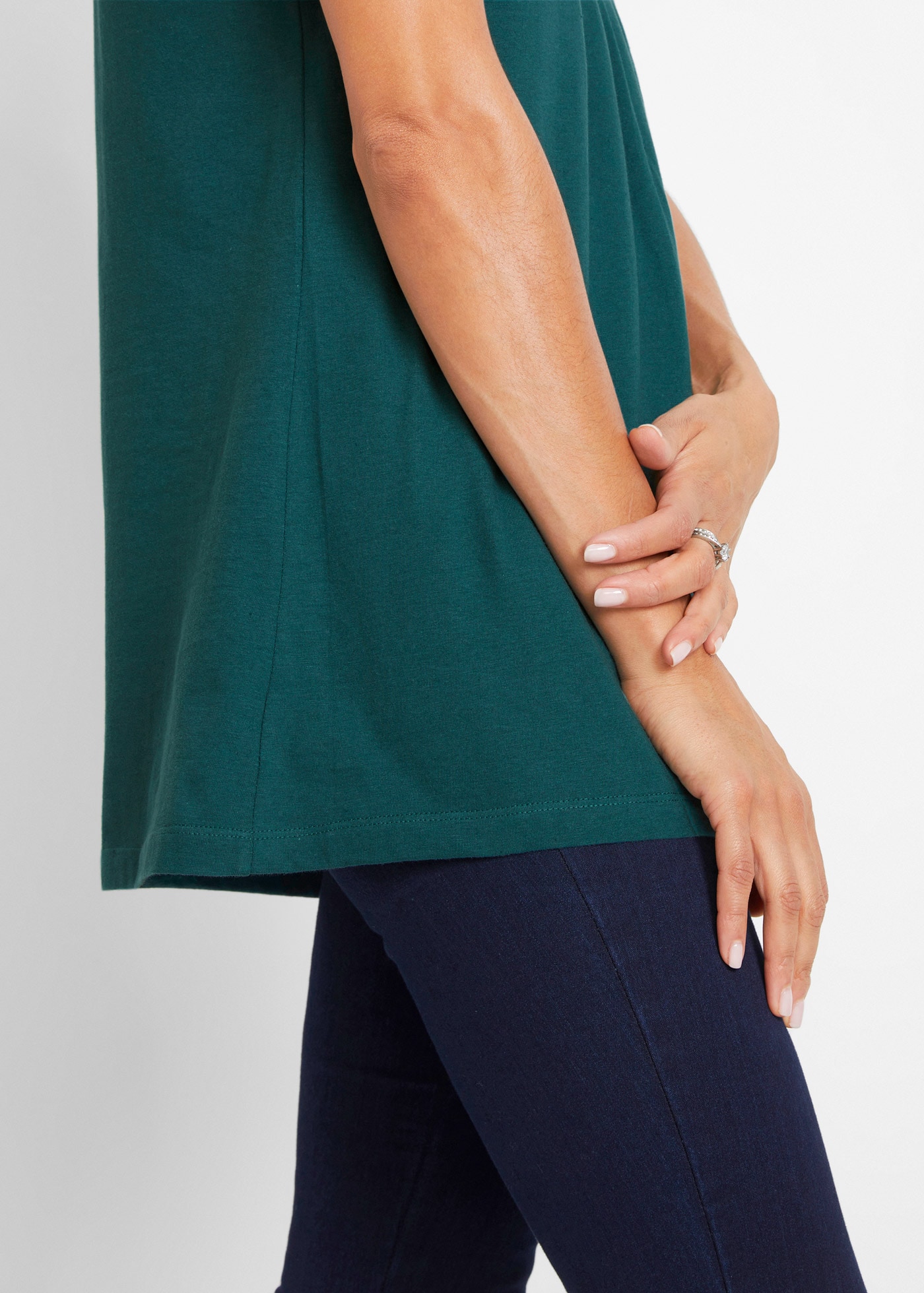 bonprix Longtop »Long-Top« mit elegantem Faltendetail, lockere Passform, reine Baumwolle