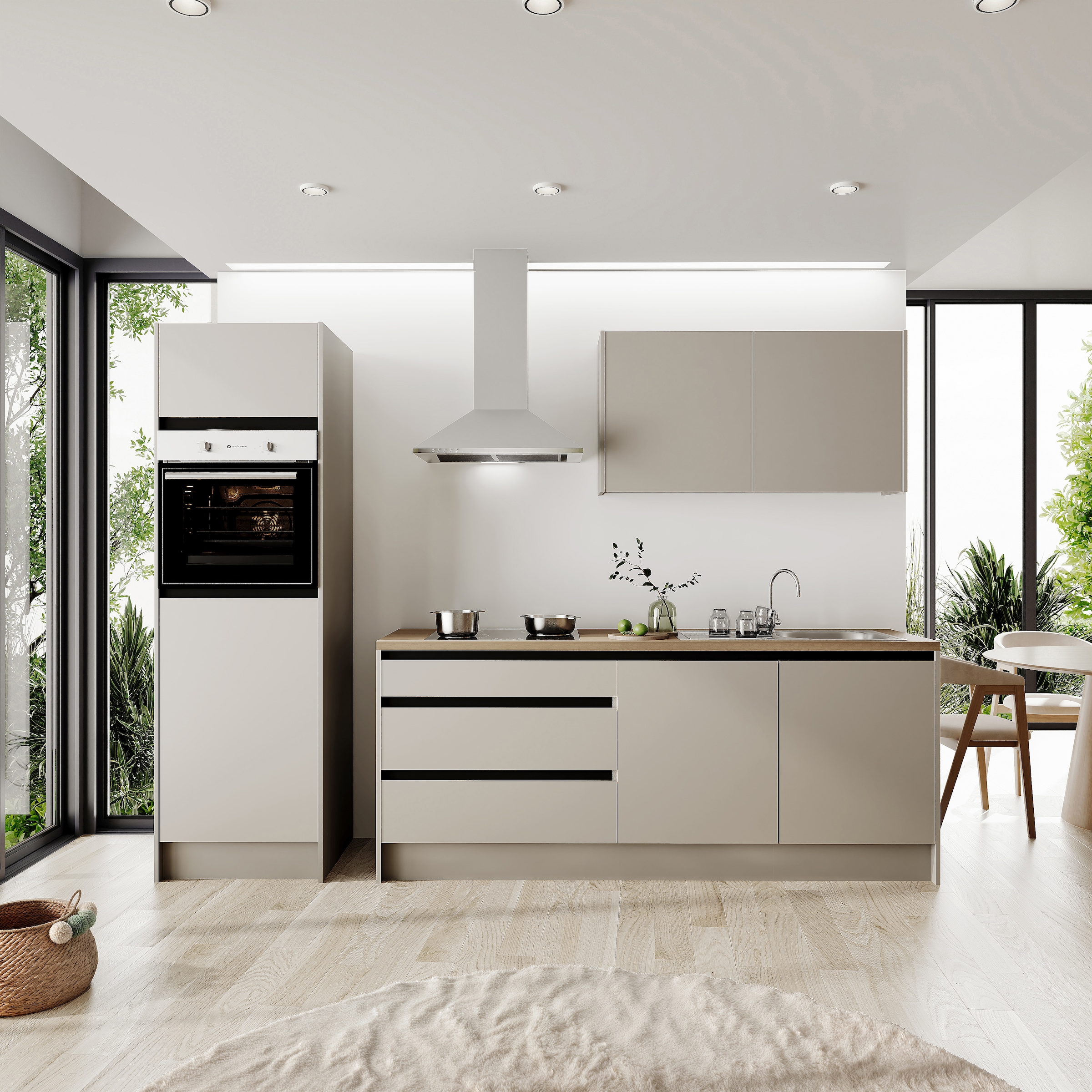 BASIC by Balculina Küchenzeile »Isis B/T/H 273x60x210 cm« Breite 273 cm, wahlweise mit E-Geräten und Induktionskochfeld