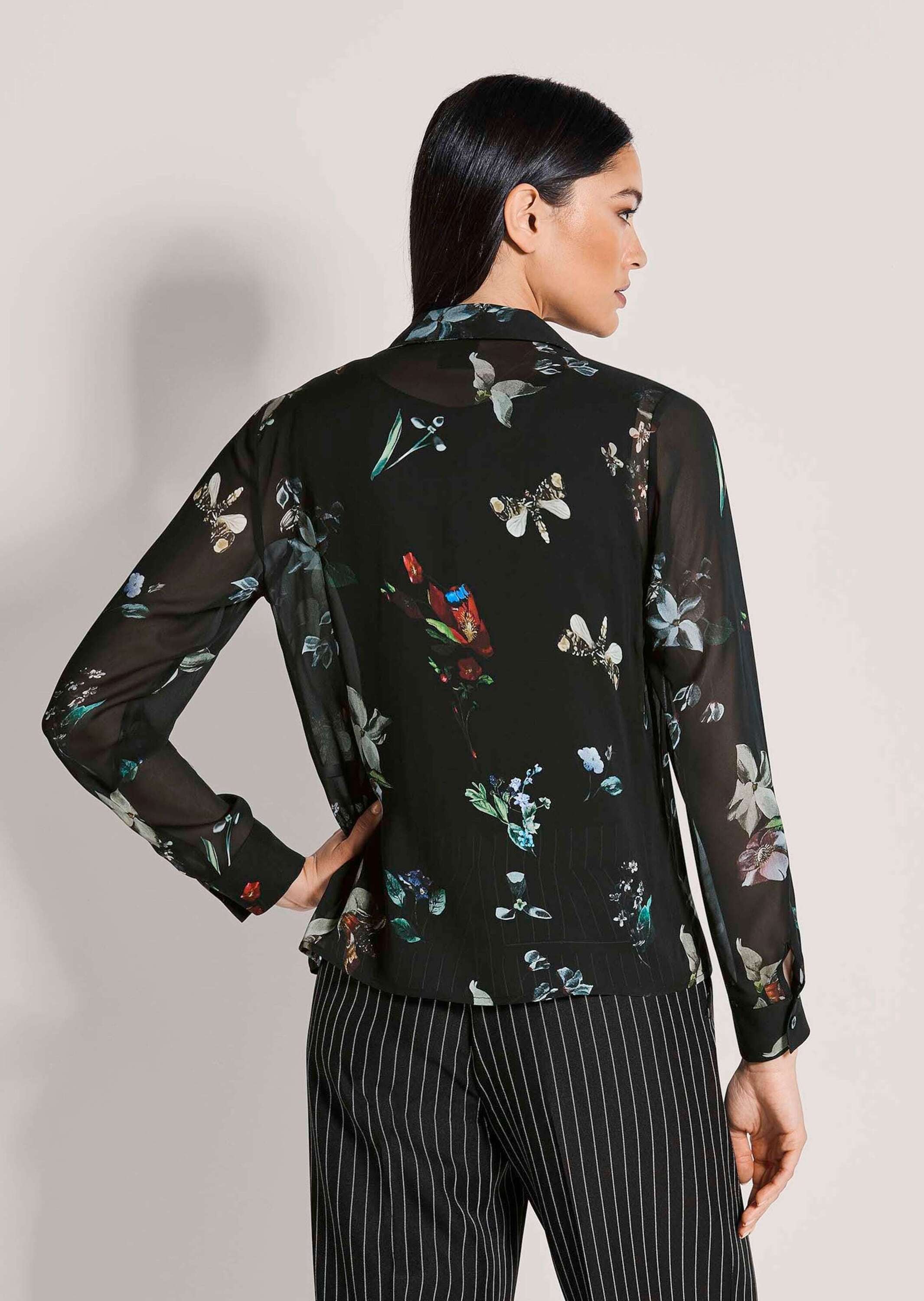 MADELEINE Langarmbluse »Bluse Viskosebluse mit floralem Muster« Durchgehende Knopfleiste