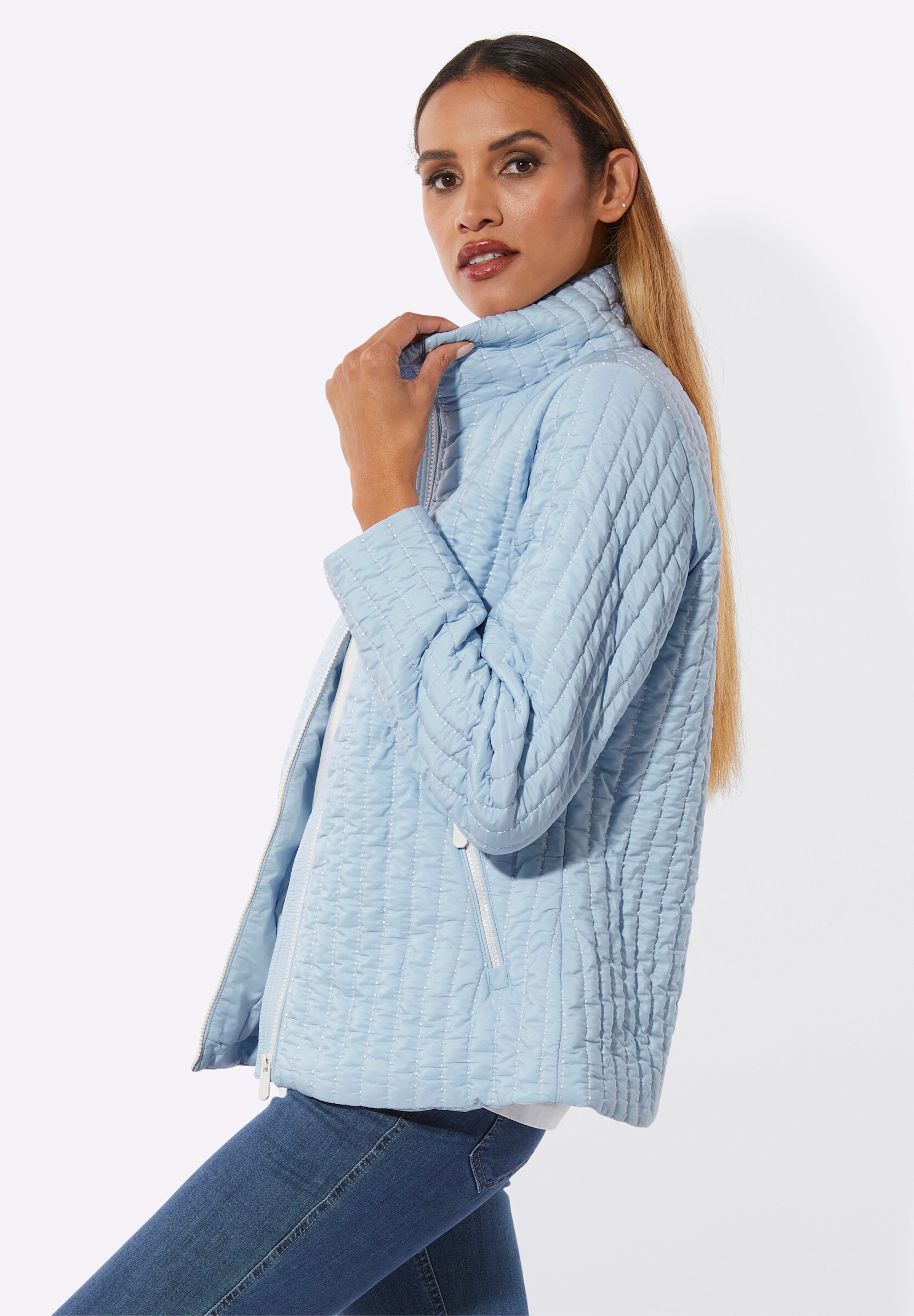 creation L Steppjacke »Jacke Jacke mit Zipper-Garage« ohne Kapuze