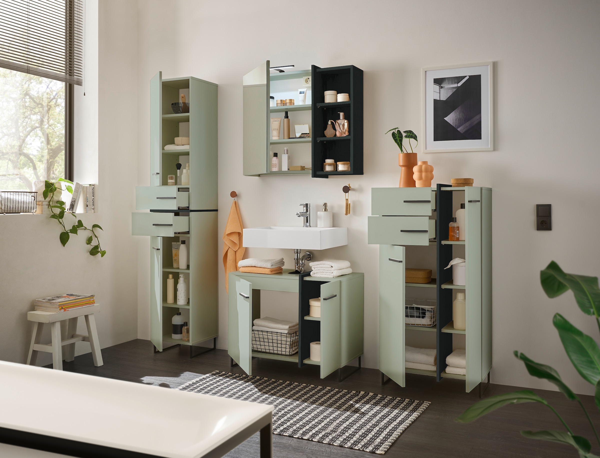 BASIC by Balculina Hochschrank »Palermo, BxHxT 35x194x33 cm« 1 Stk. tlg. Breite 35cm, Softclose, Metallfüße