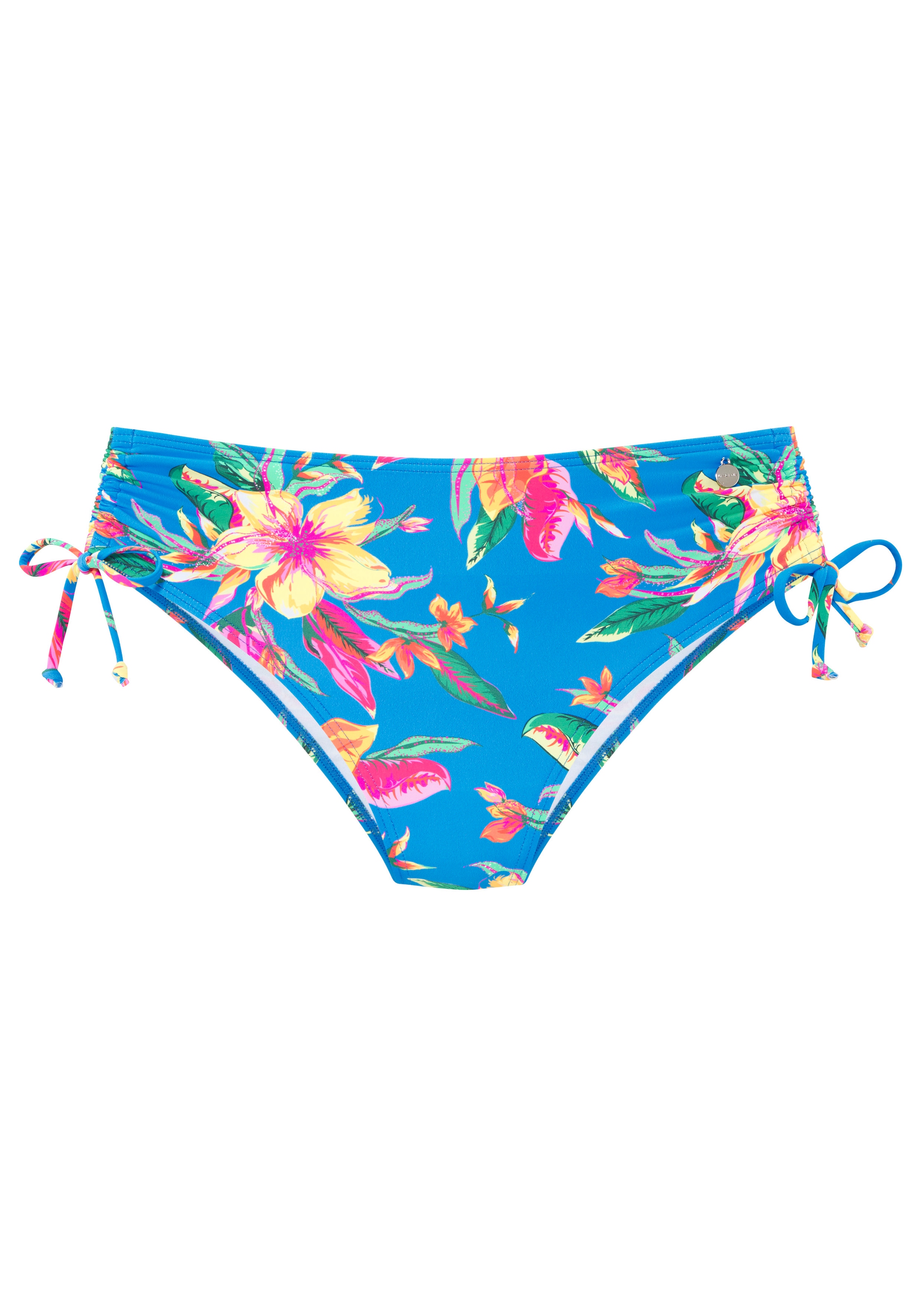 LASCANA Bikini-Hose »Malia« mit seitlicher Raffung mit tropischem Print