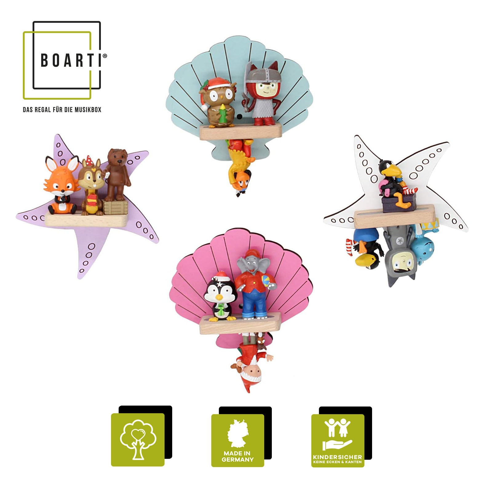 Boarti Wandregal »Regal Muschel Stern Kinder Toniebox Tonies Figuren«