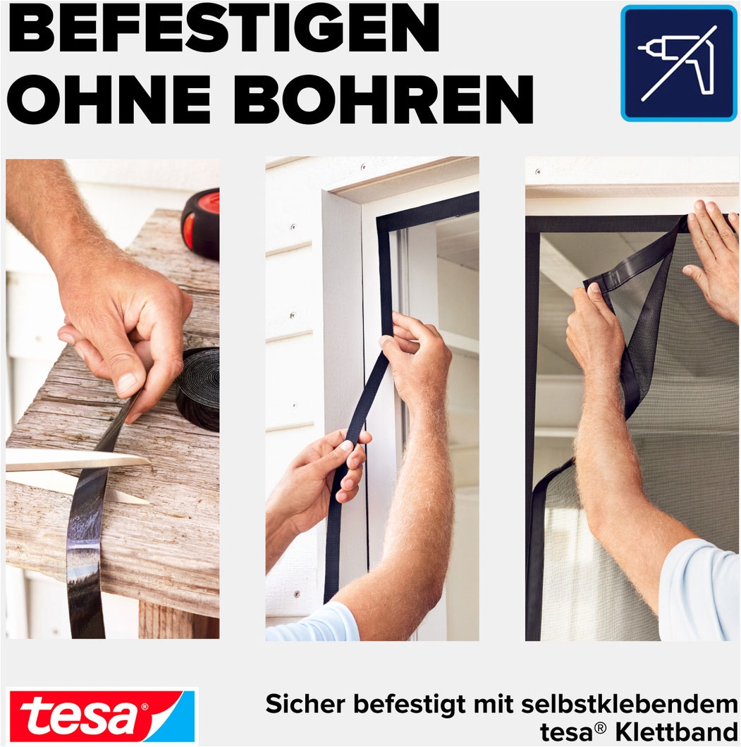tesa Insektenschutz-Vorhang »Magnetvorhang XL - selbstschließend - Insektenschutzvorhang« Packung, Magnetvorhang, selbstklebendes Klettband, 1 Stk. tlg. INSECT STOP zur einfachen Montage ohne Bohren - 2,4 m x 1,2 m