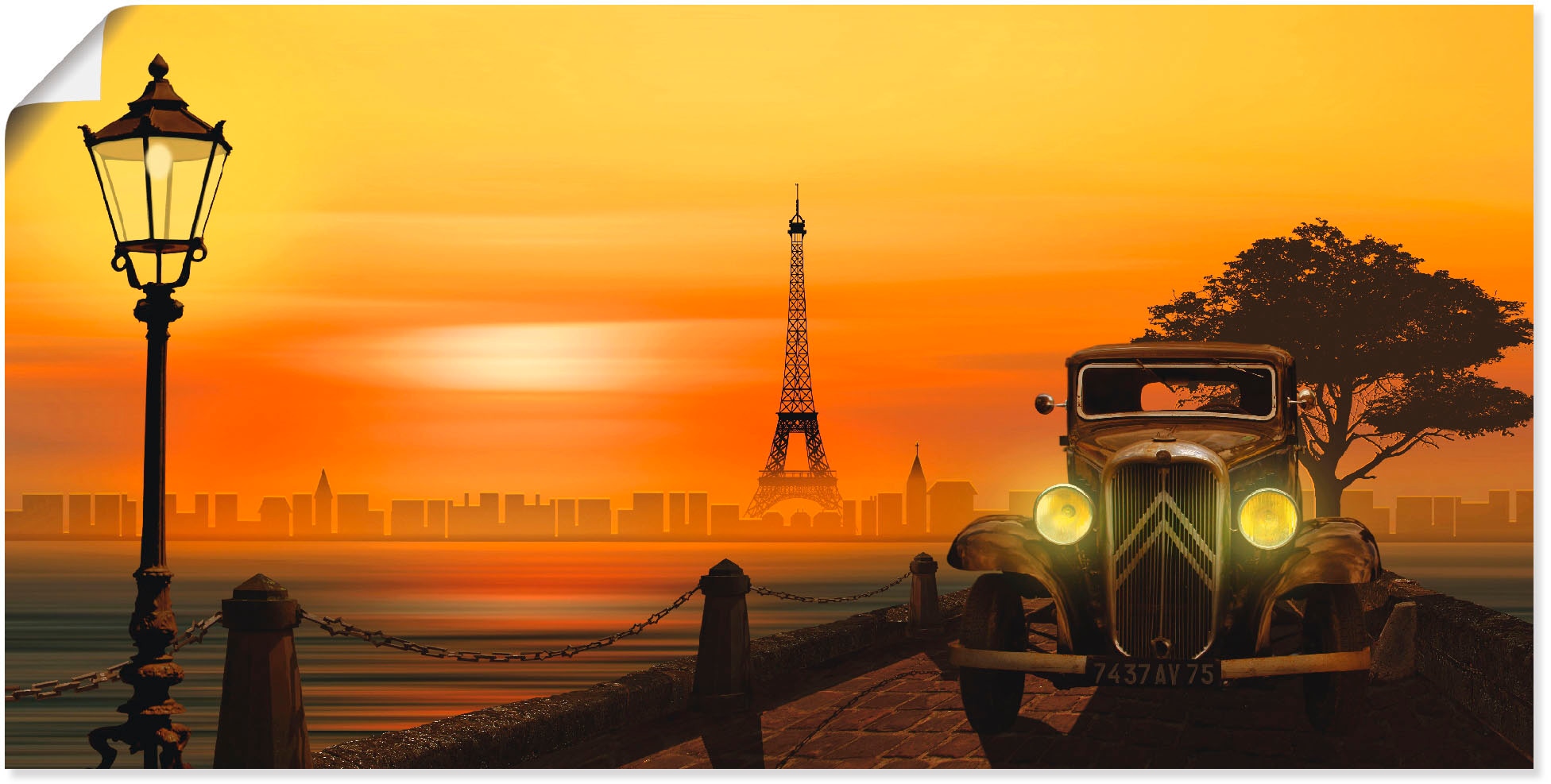 Artland Wandbild »Paris Nostalgie«, Auto, (1 St.), als Leinwandbild, Poster in verschied. Größen