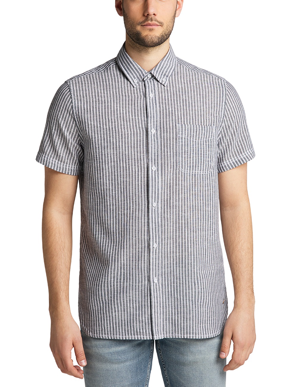 MUSTANG Langarmhemd »Collin Linen blend«