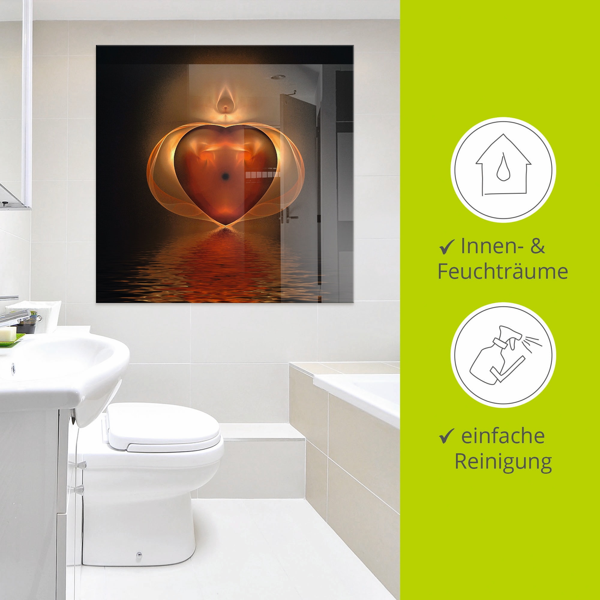 Artland Glasbild »Herz« Herzen 1 Stk. tlg. in verschiedenen Größen