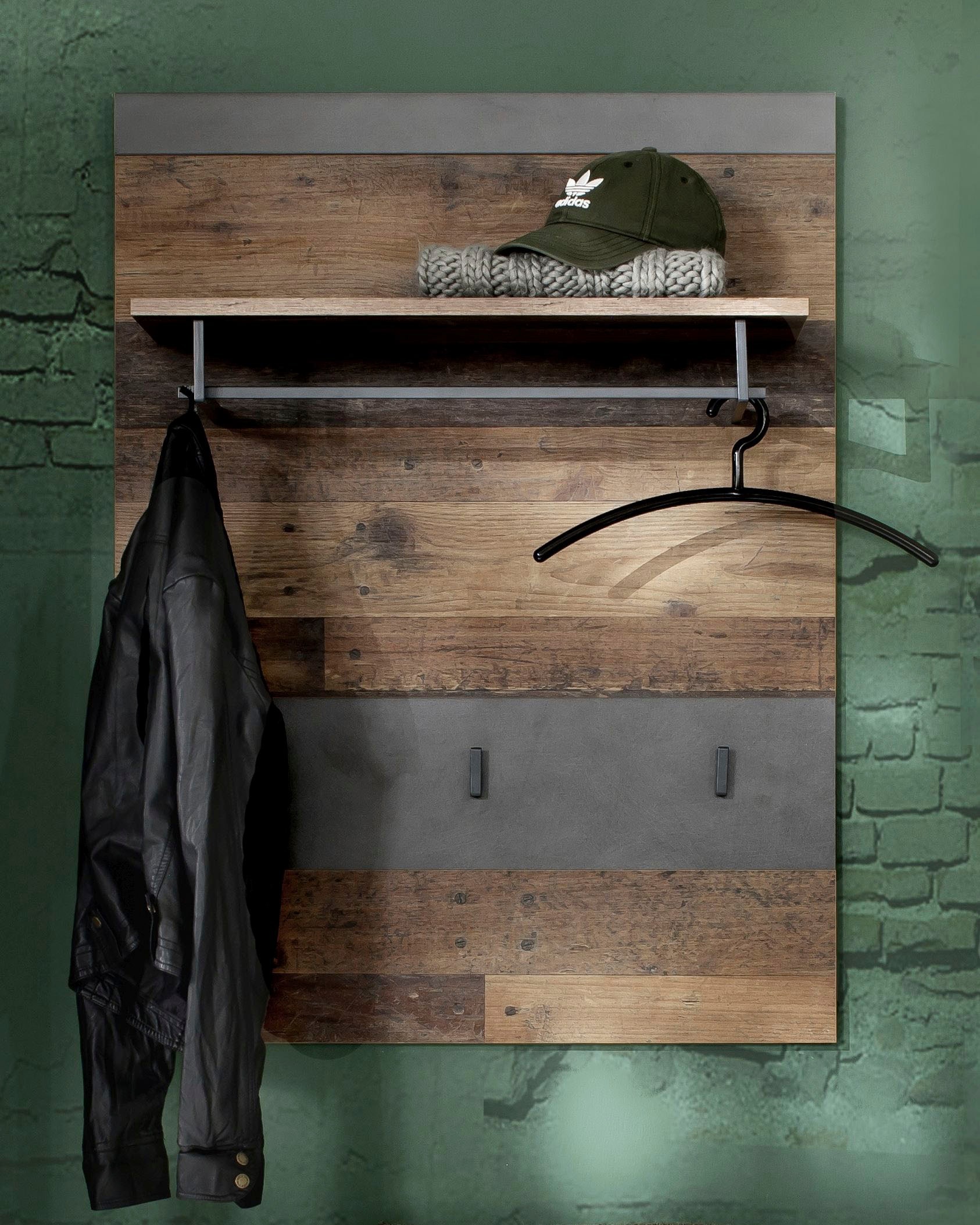 Home affaire Garderobenpaneel »Ilana« Garderobenpaneel mit Ablage & Haken - (B/T/H) 80/29/106 cm