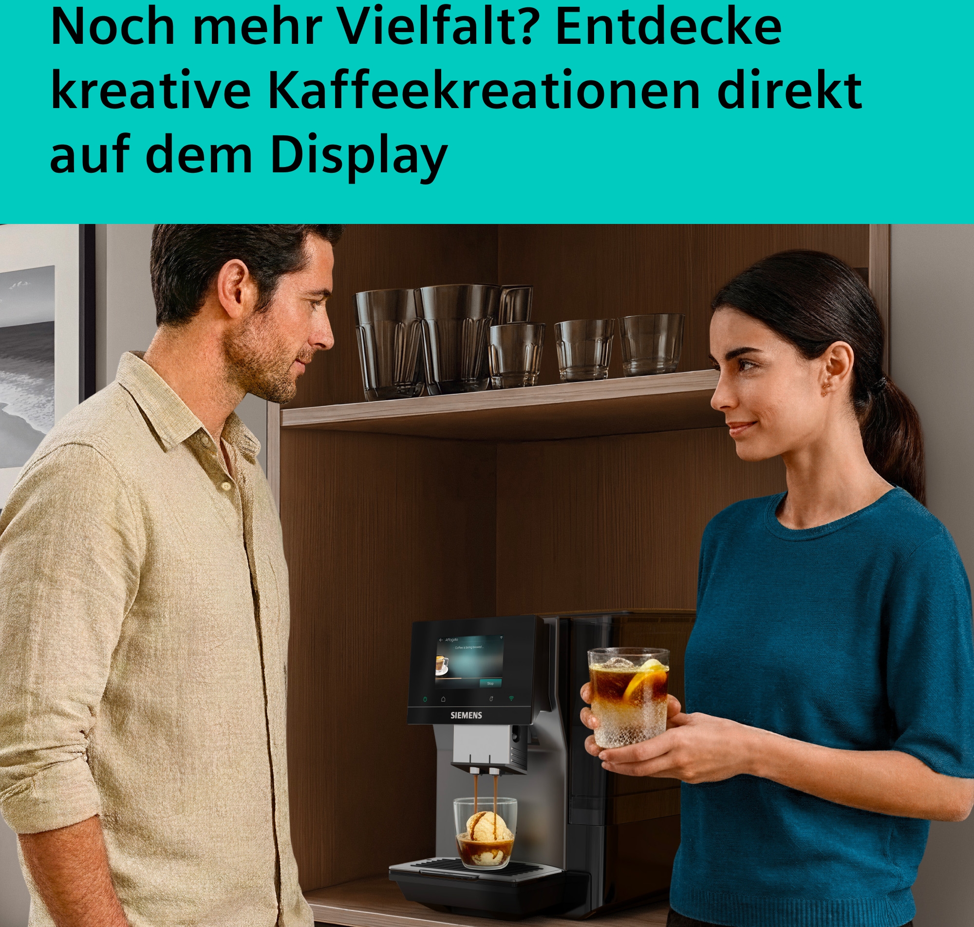 SIEMENS Kaffeevollautomat »EQ700 TP725E01, 41 verschiedene Getränke, XL-Getränke, 20 Favoriten« farbiges Full-Touch-Display, Doppeltassenfunktion, sehr leise, grau