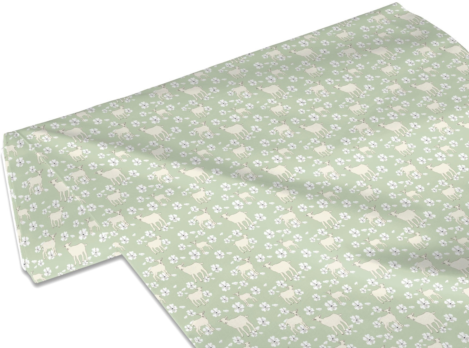 my home Stoff »Lämmer & Blumen«, (1 St., Lämmer), Meterware, Breite 140cm