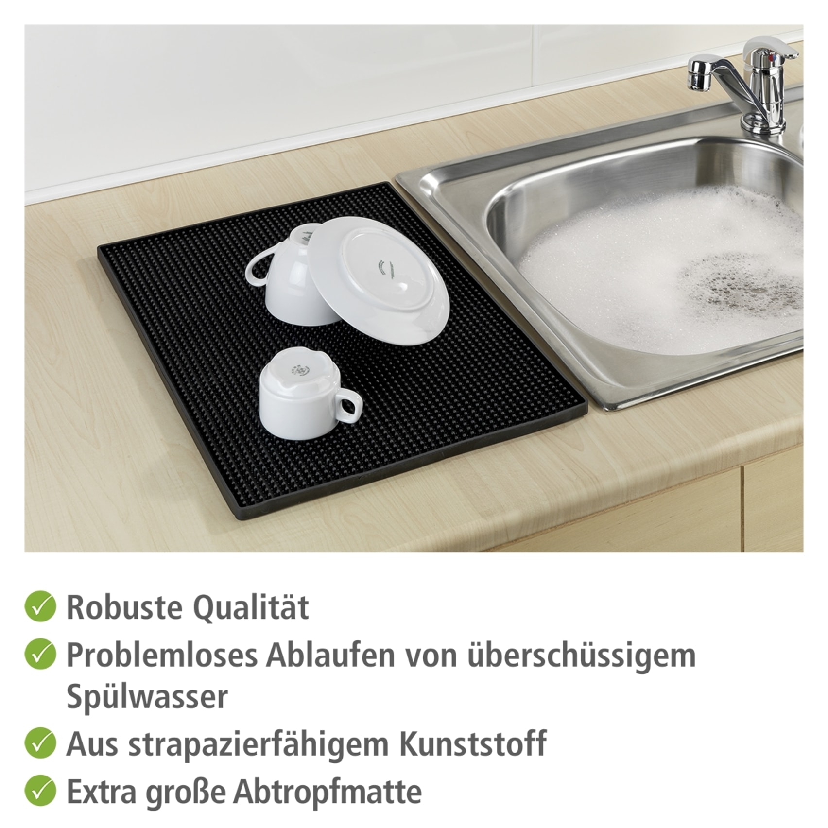 WENKO Geschirrständer »Modell Maxi«, Abtropfmatte für Geschirr mit Noppenstruktur, extra groß