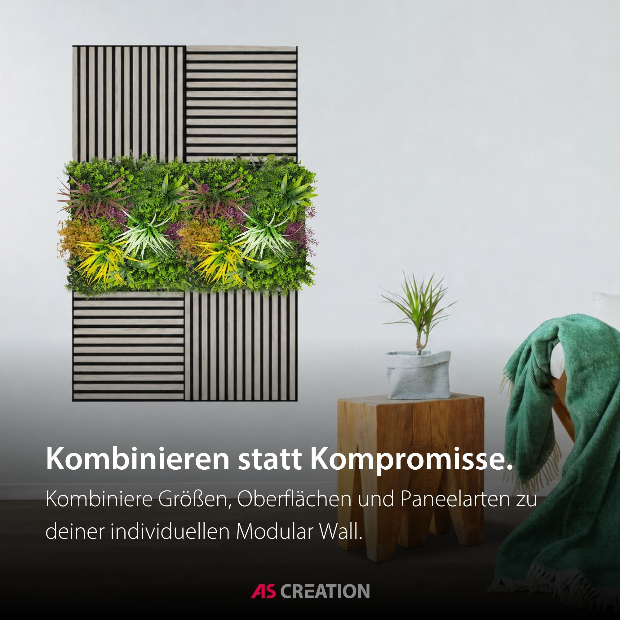 Architects Paper Wandpaneel »A.S. Création Modular Wall Wandpaneel Pflanzenoptik« 1 tlg. Kunstpflanzen auf rPET-Filz für farbstarke botanische 3D-Wände