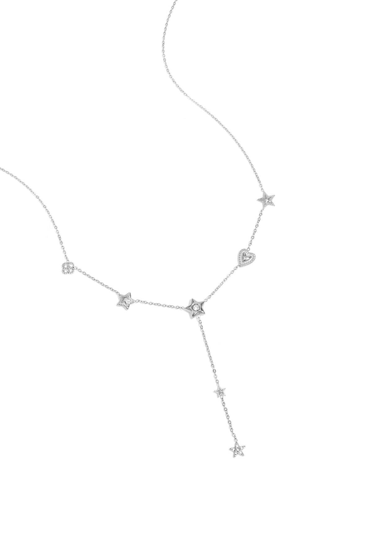 Adelia´s Kette mit Anhänger »Anhängerkette mit Stern- und Herzmotiven aus Edelstahl 45 cm + 5 cm« Stern- und Herzmotive mit Kettenabhang prägen diesen trendigen Modeschmuck