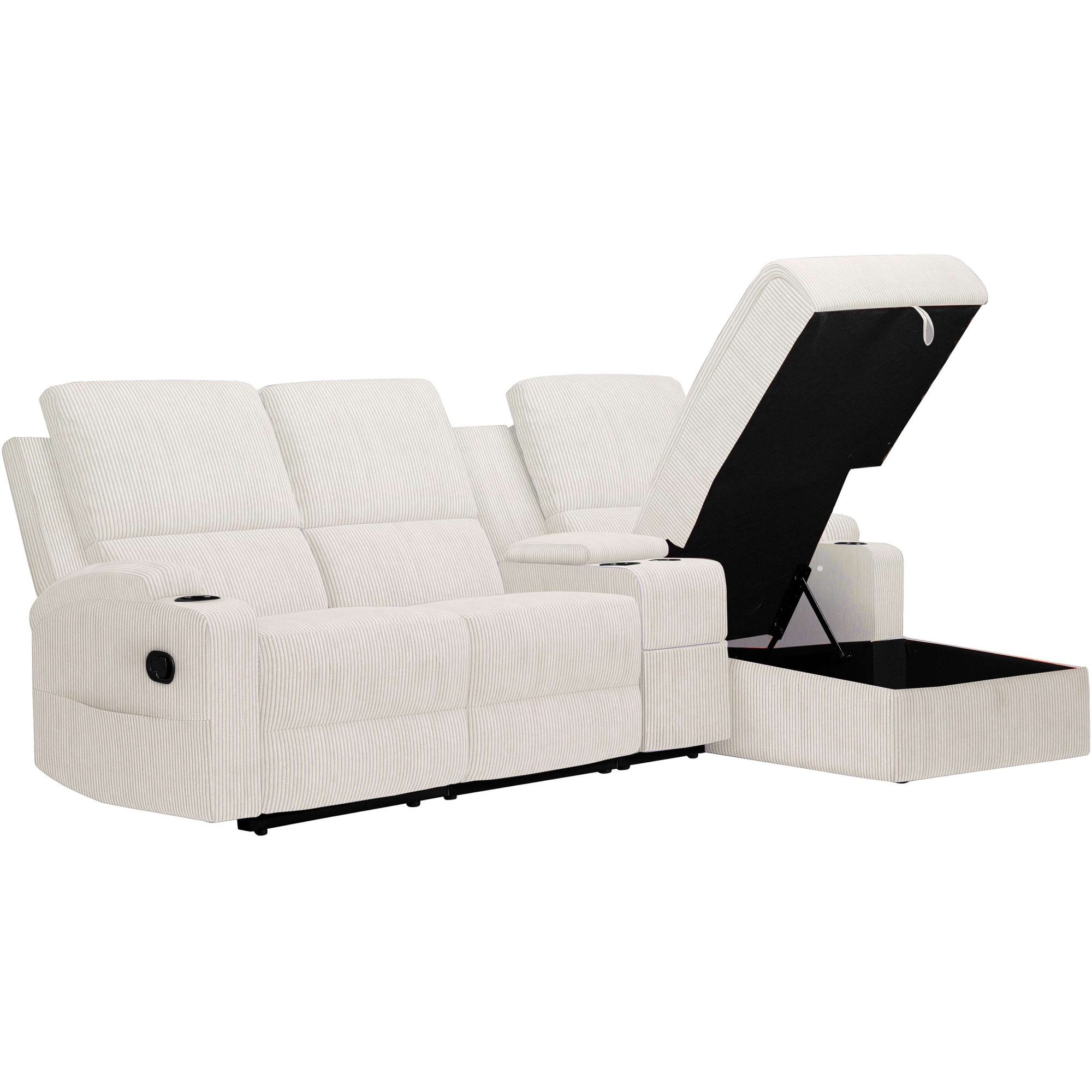 Home affaire Ecksofa »NAPORI Multimediasofa, 3er Kinosessel XXL, L-Form, Cord«, Kinosofa mit Relaxfunktion, Getränkehalter, Staufach und Staukasten