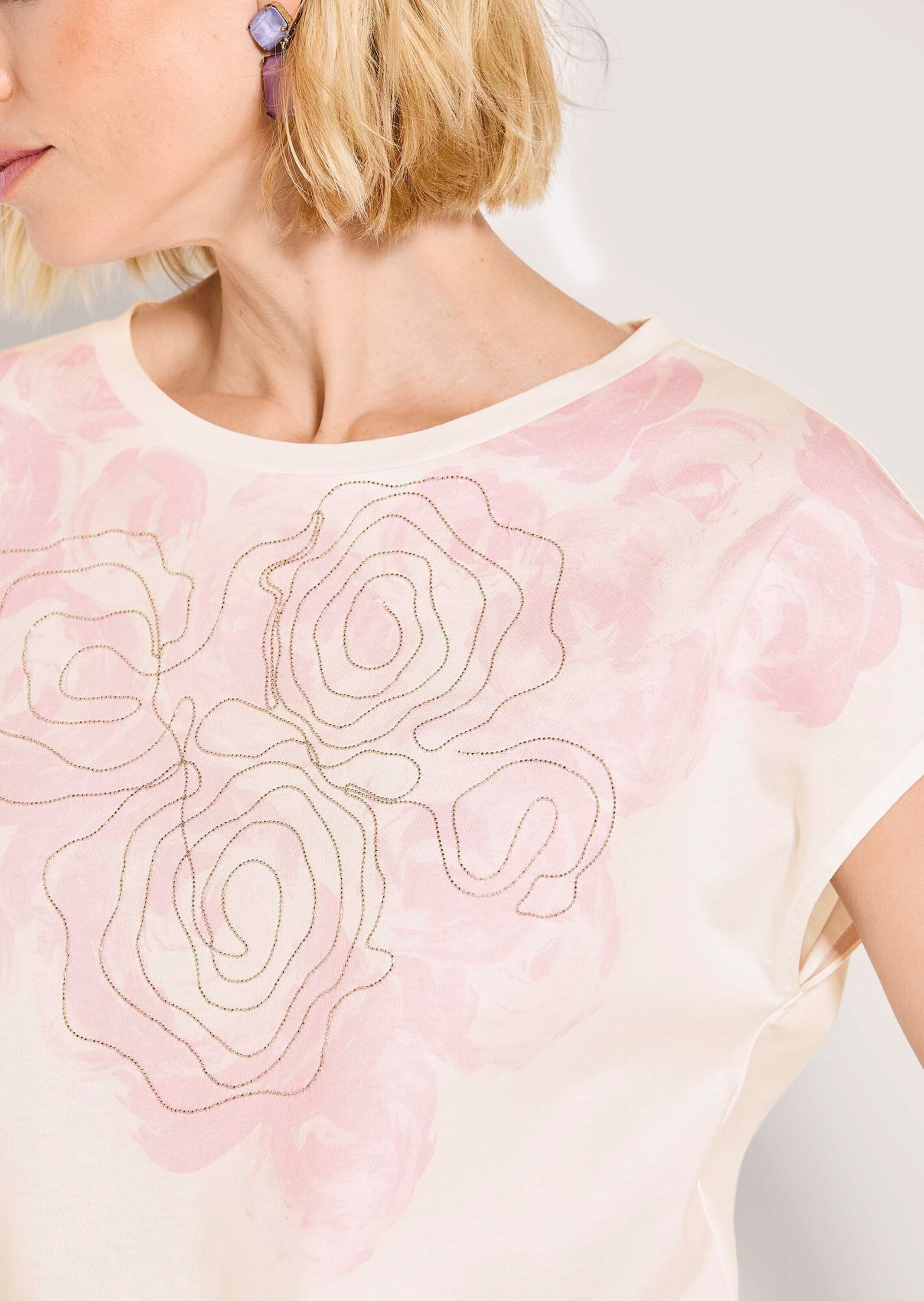 MADELEINE Kurzarmshirt »Blusenshirt Florales Print-Shirt, Rundhals und Kurzarm«