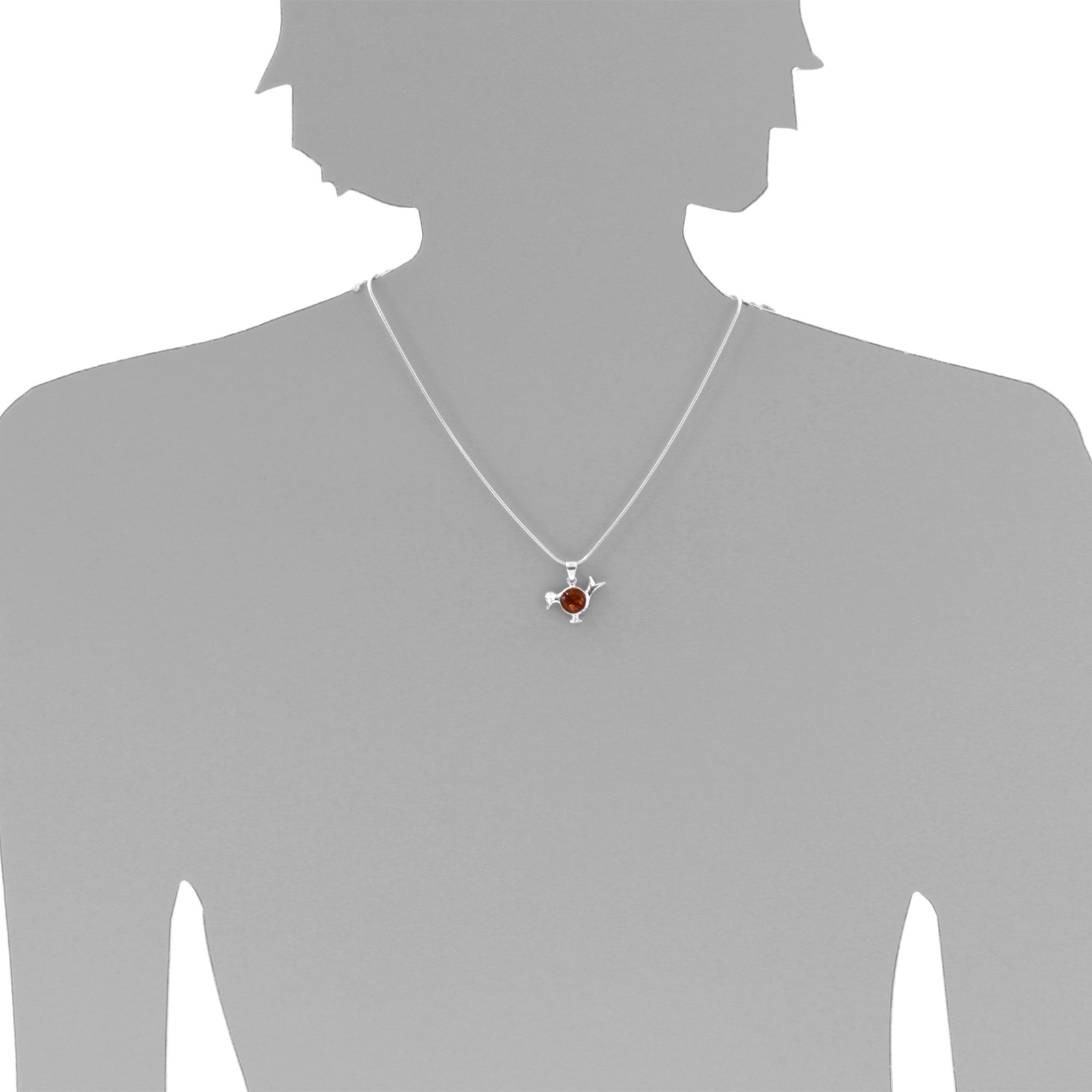 OSTSEE-SCHMUCK Kette mit Anhänger »- Vogel - Silber 925/000 - Bernstein«