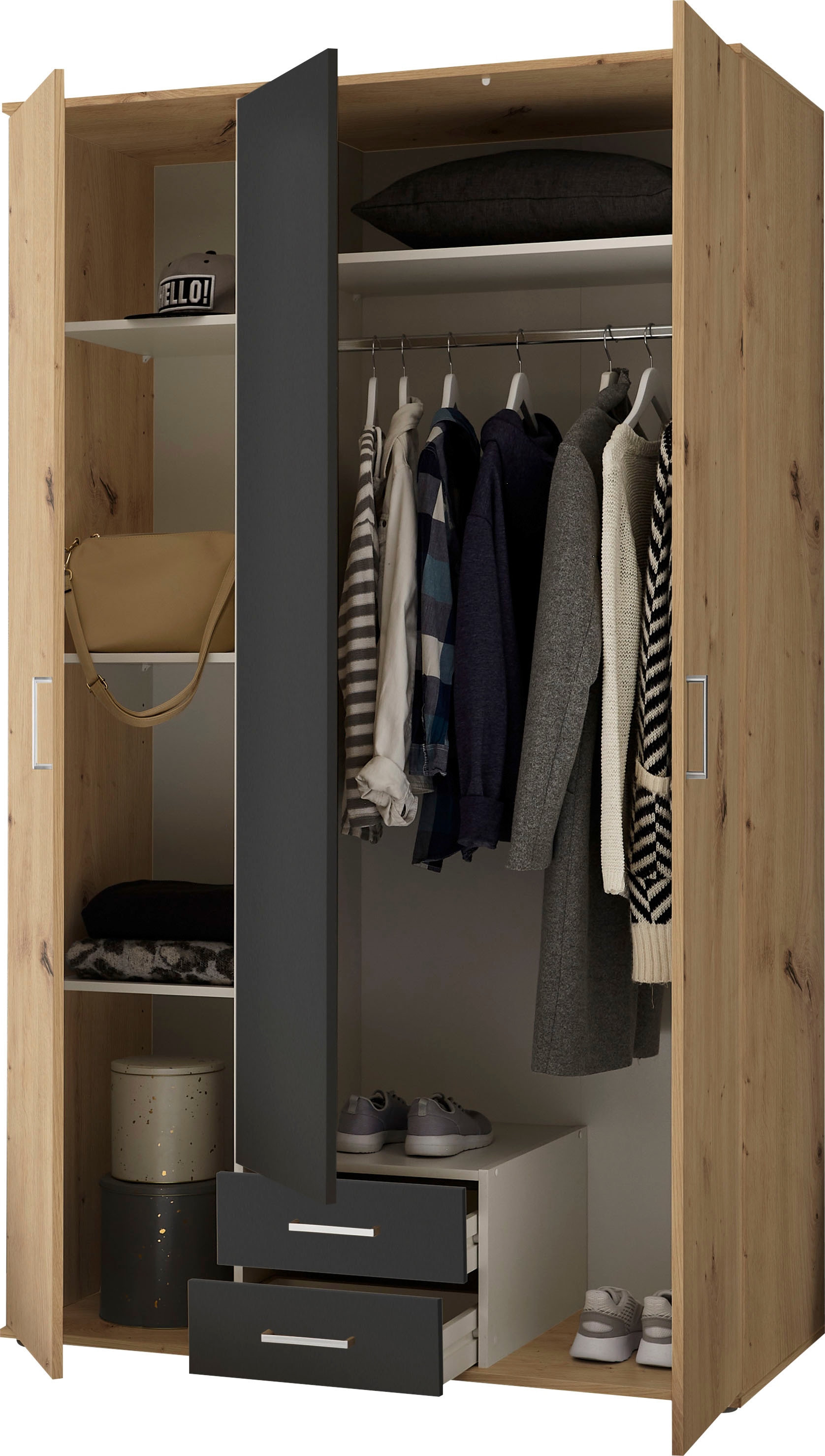 Schlafkontor Kleiderschrank »Marburg Bestseller Schrank Garderobe mit Schubladen«, Schlafzimmerschrank in Top Qualität, in 2 Breiten