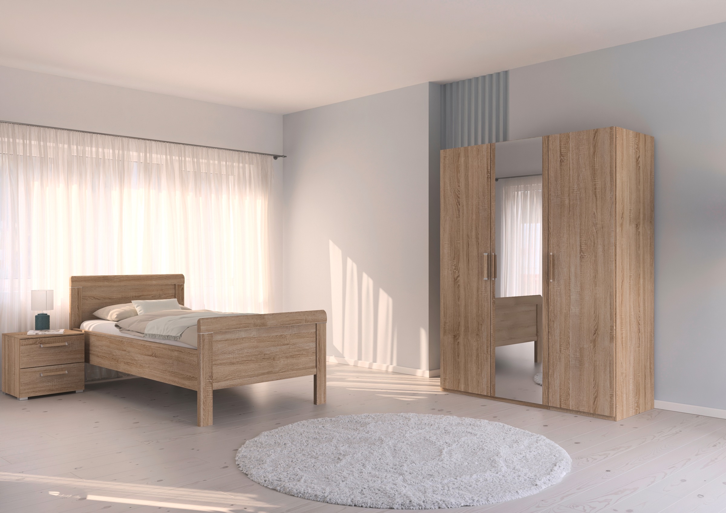 rauch Schlafzimmer-Set »Komplettschlafzimmer Schlafzimmer EVELYN«, (Set, 3 tlg.), Schrank und Bett in 2 Breiten, Nachttisch 2 Schubladen MADE IN GERMANY