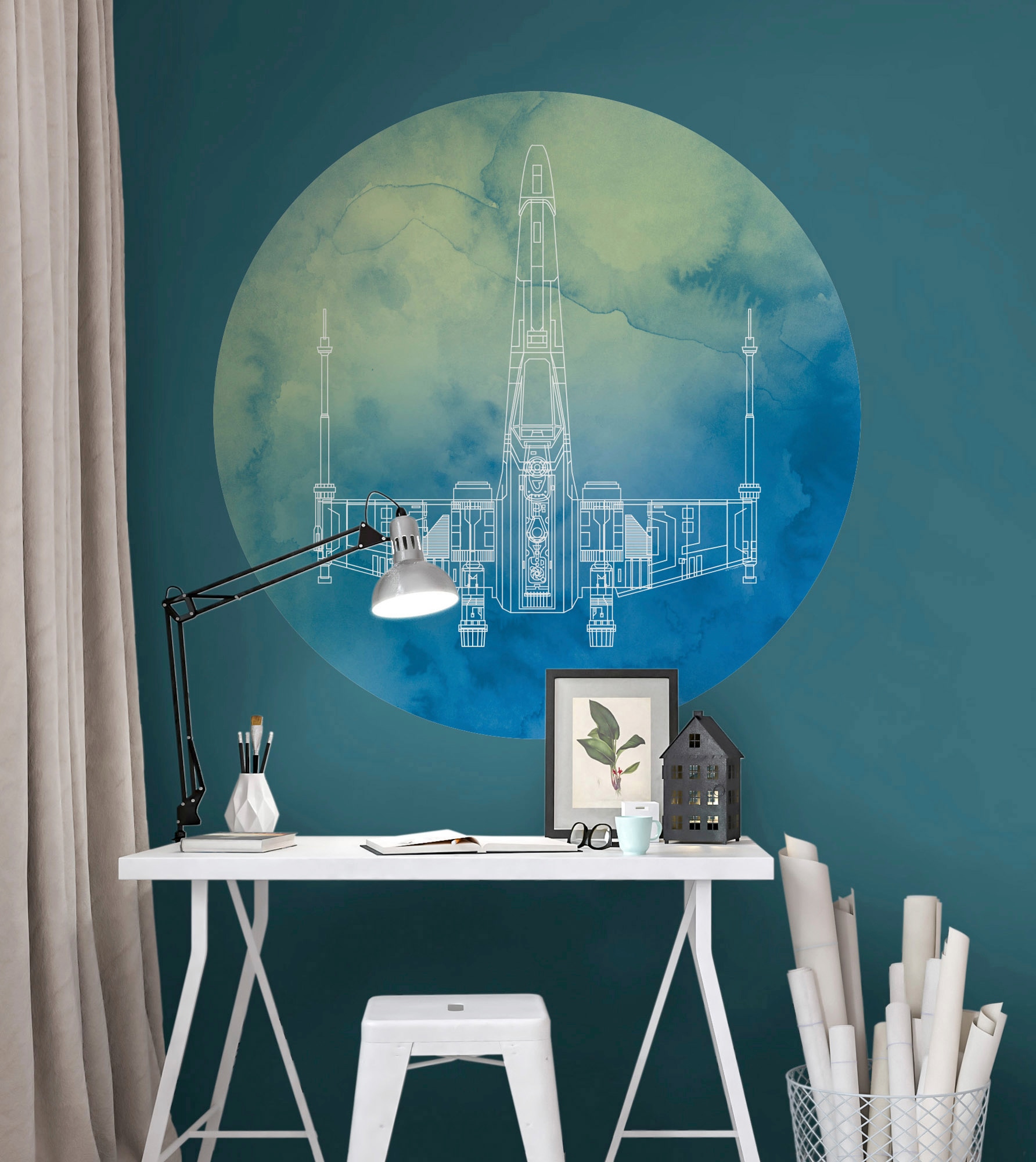 Komar Fototapete »Vlies selbstklebend - Star Wars X-Wing - Größe 125 x 125 cm«, bedruckt, Kinderzimmer
