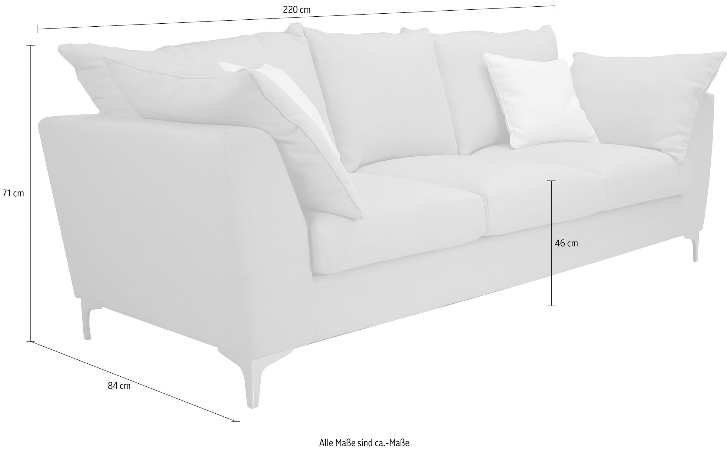 Leonique 3-Sitzer »Aspen«, 3Sitzer Sofa "Aspen", modern, grau, Stoff "Magic Merlin", pflegeleicht