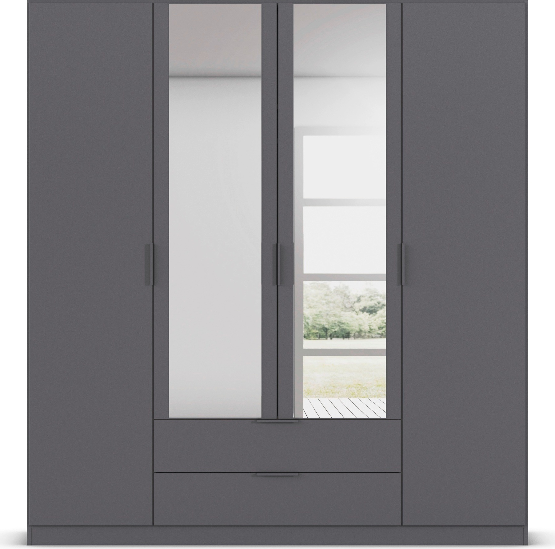 rauch Kleiderschrank »Drehtürenschrank Schrank Garderobe Ankleide Schlafzimmer LAGOA« 3 verschiedene Ausstattungen BASIC/CLASSIC/PREMIUM (inkl. SOFT-CLOSE),  geräumige Schubladen, 3 Breiten, optional mit Aufsatz MADE IN GERMANY