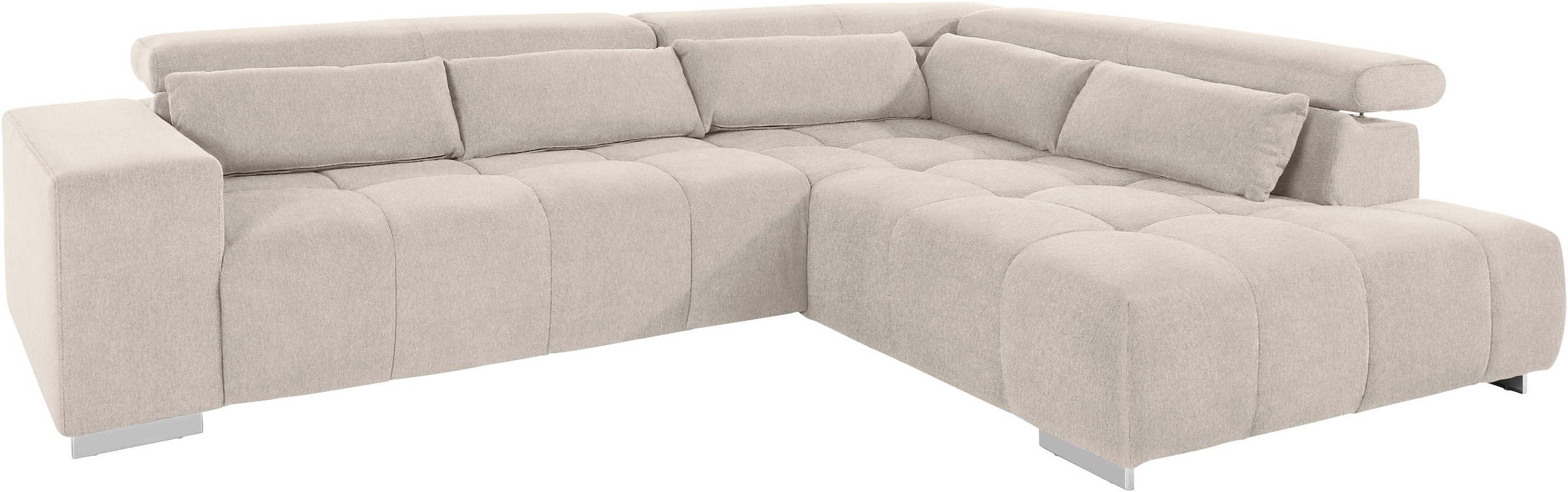 COTTA Ecksofa »Orion L-Form«, mit Kopfteilverstellung & 5 Nierenkissen