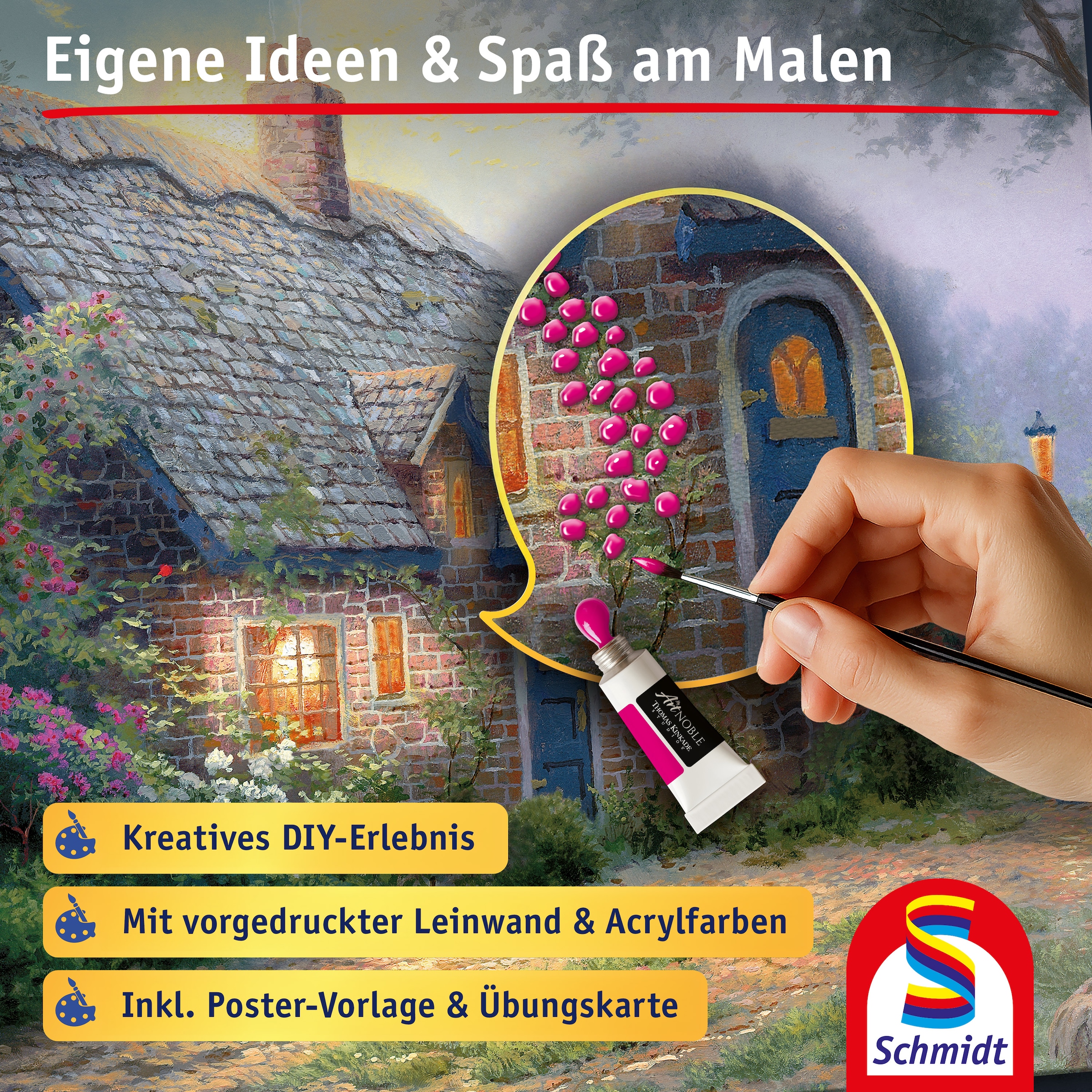 Schmidt Spiele Malvorlage »MyArtNoble, Thomas Kinkade, Malset  Moonlight Cottage«