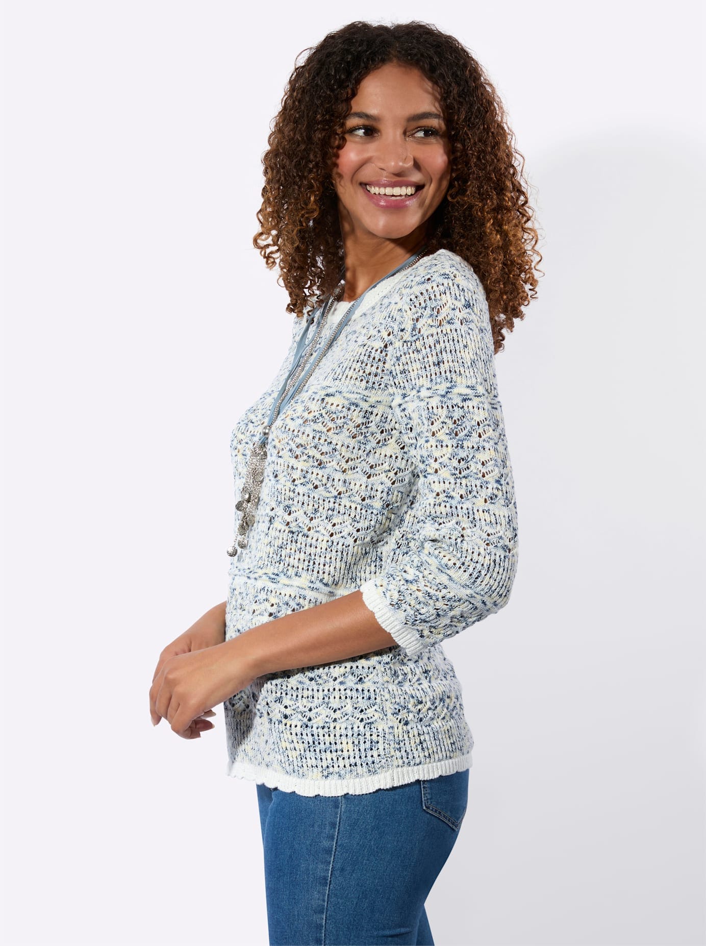 Inspirationen 3/4 Arm-Pullover »Ajour-Pullover«
