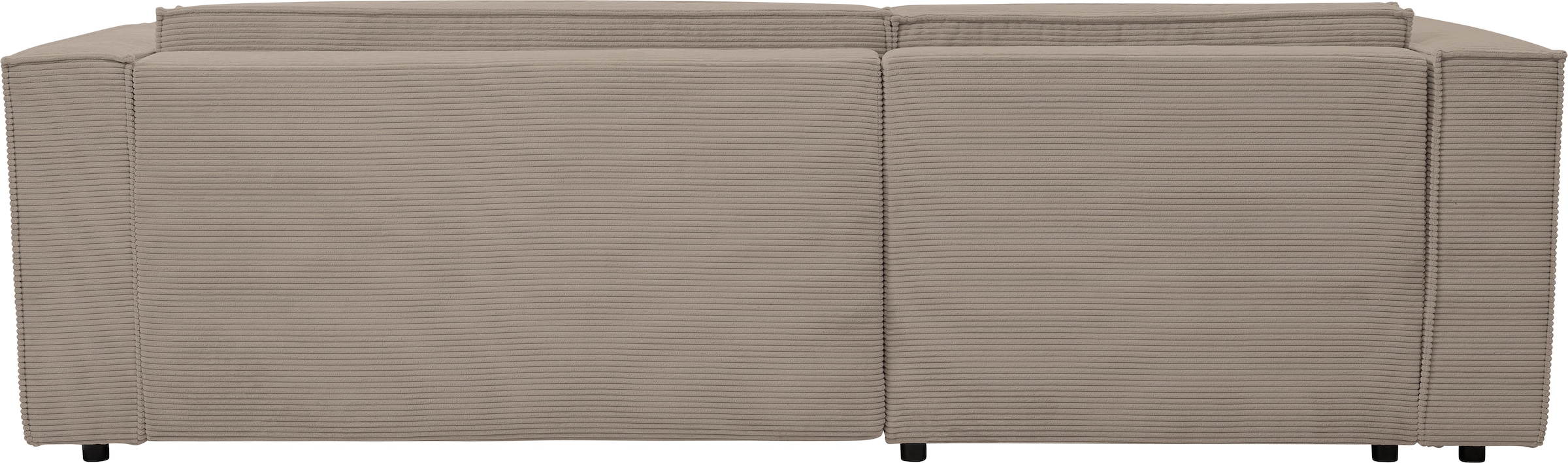 WERK2 Ecksofa »Atlanta-New, modernes Design, Stellmaße 295x182 cm, L-Form, Kedernaht« hoher Komfort, Schlaffunktion & Bettkasten, Cord, Greige