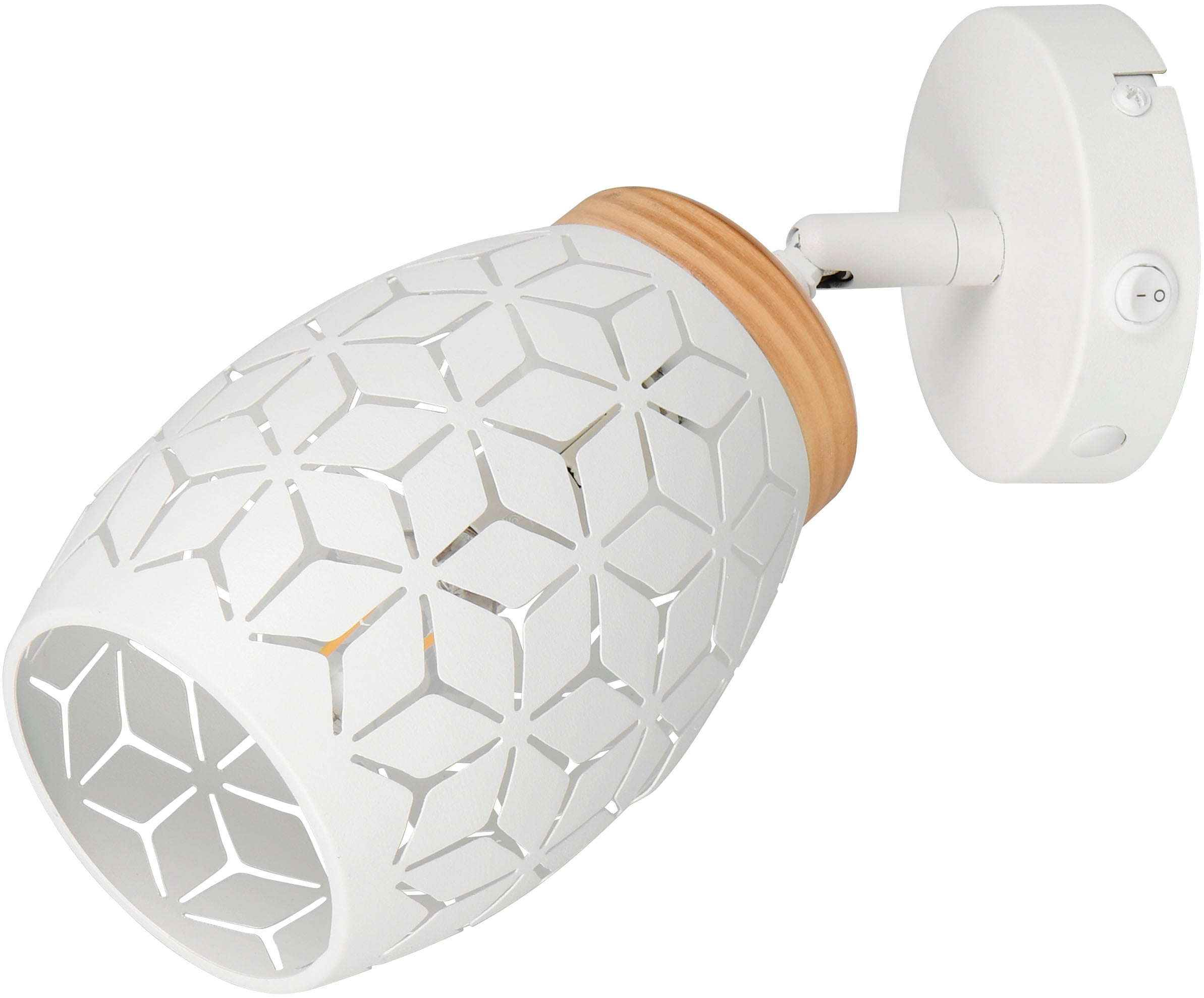 REALITY Leuchten Wandstrahler »BIDAR, Wandlampe mit verstellbarem Spot, exkl 1x E14 max 10W« E14 1 Stk. warmweiß - kaltweiß Kippschalter ON/OFF, Metall-Lampenschirm Lasercut Optik Ø 12cm