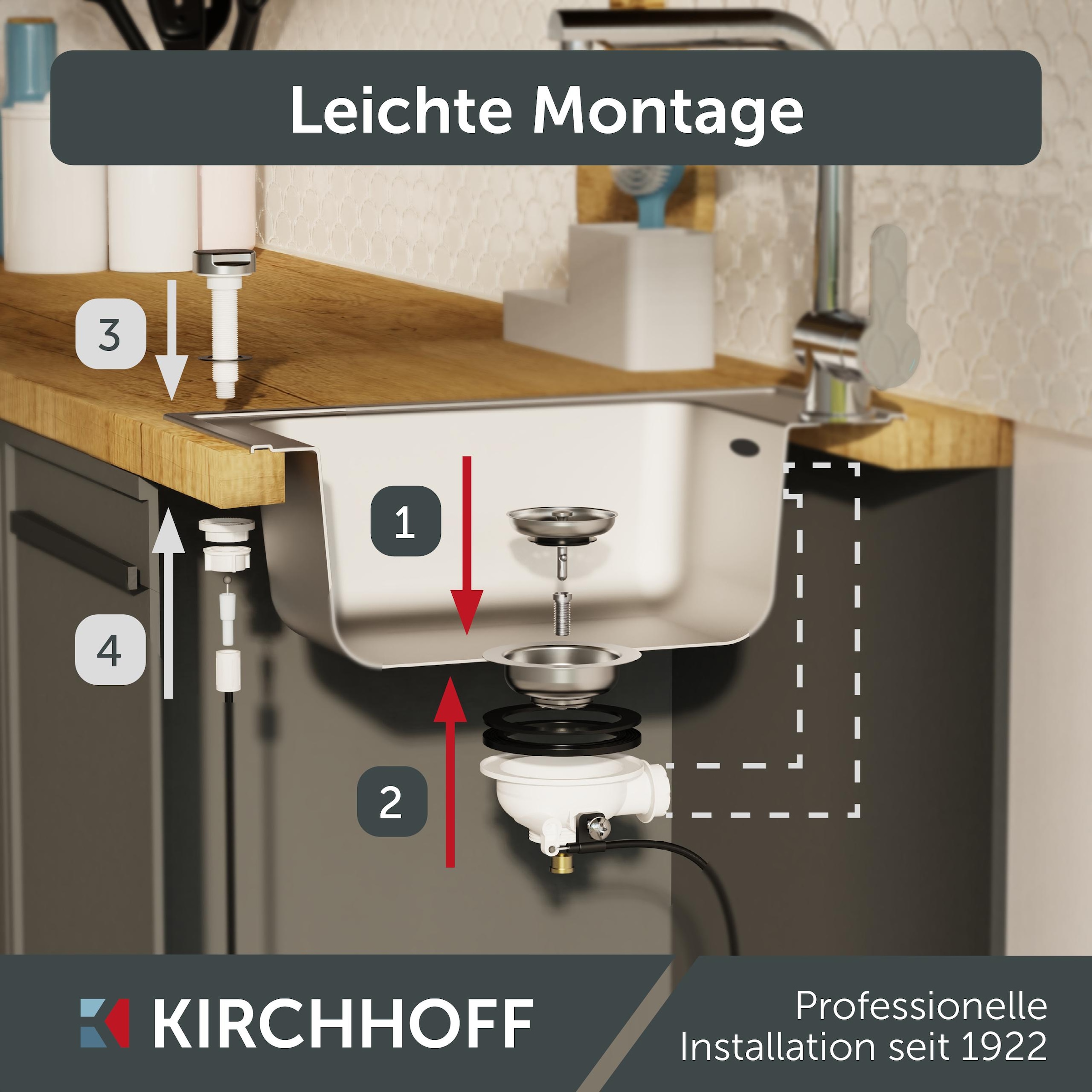 Kirchhoff Siebventil, Korbventil mit Überlaufanschluss+Drehbetätigung, Bowdenzug, Edelstahl