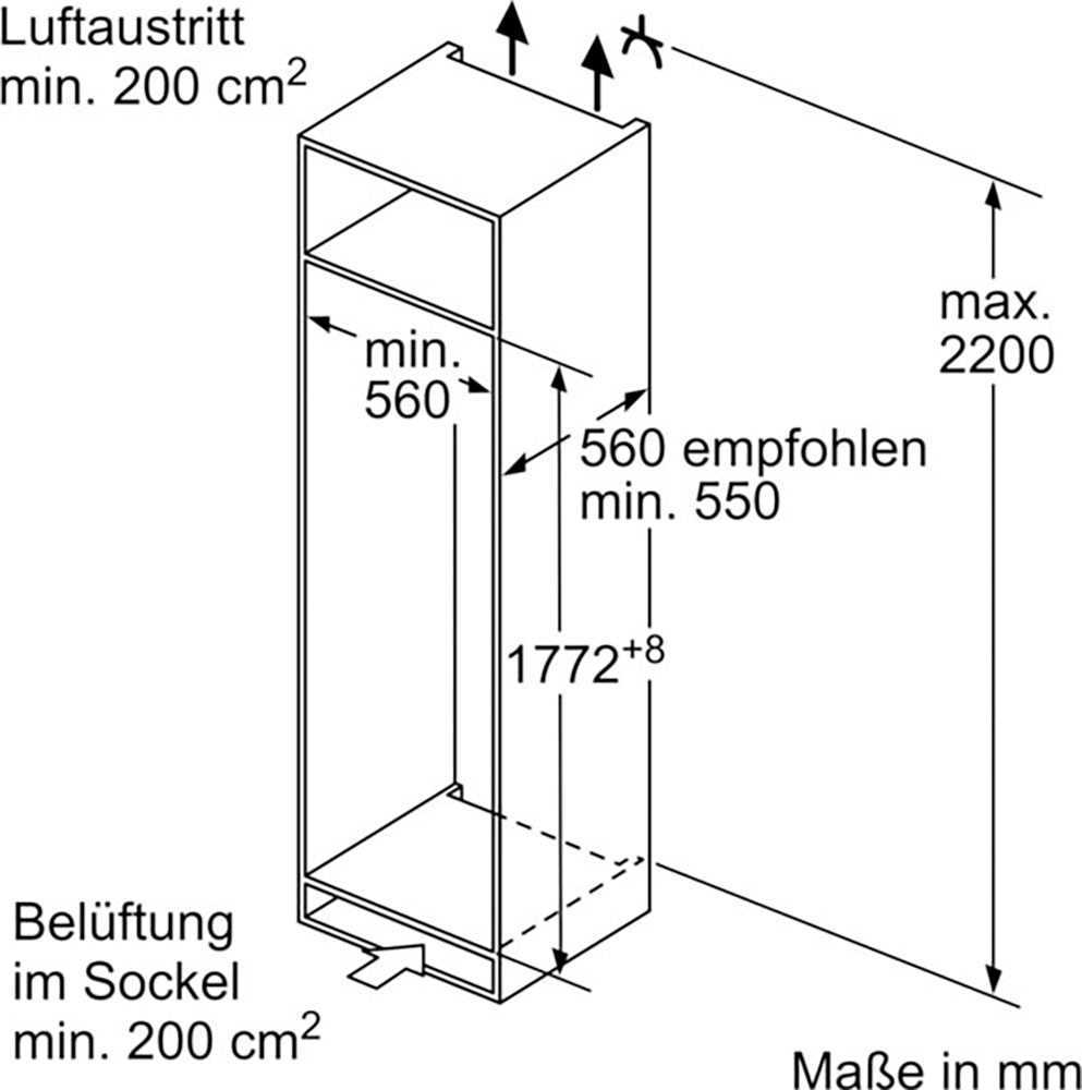 NEFF Einbaukühlgefrierkombination »KI2822FE0«, KI2822FE0, 177,2 cm hoch, 54,1 cm breit, Fresh Safe: Schublade für flexible Lagerung von Obst & Gemüse