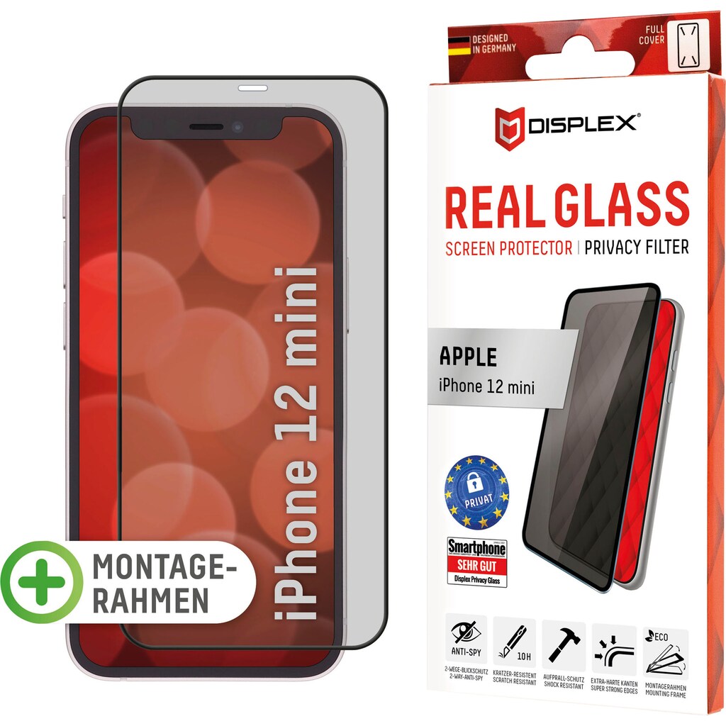 Displex Displayschutzglas »DISPLEX Privacy Glass Panzerglas für Apple iPhone 12 mini (5,4")«, für Apple iPhone 12 Mini