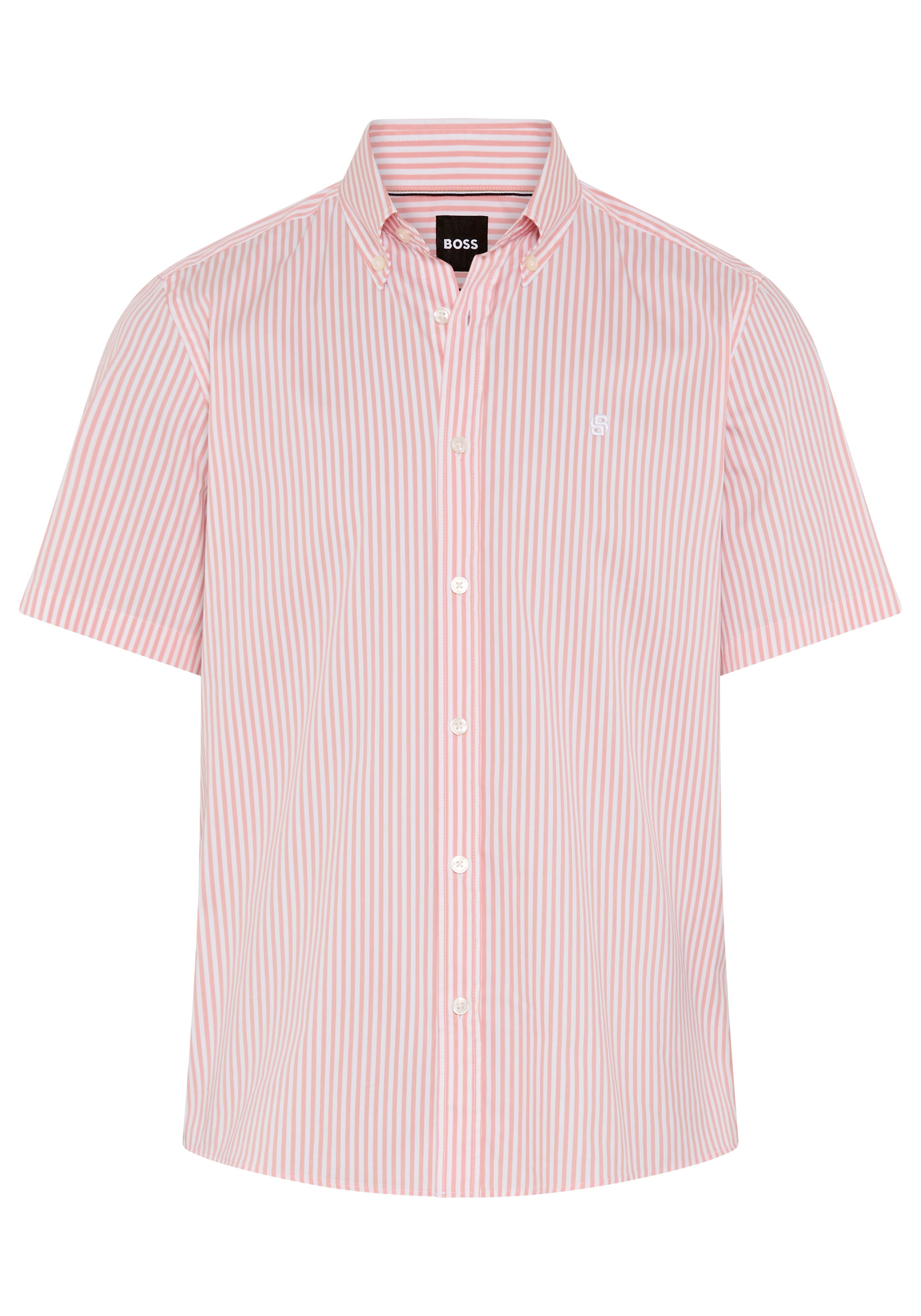 BOSS Kurzarmhemd Button-down-Kragen Regular Fit, Baumwollmix