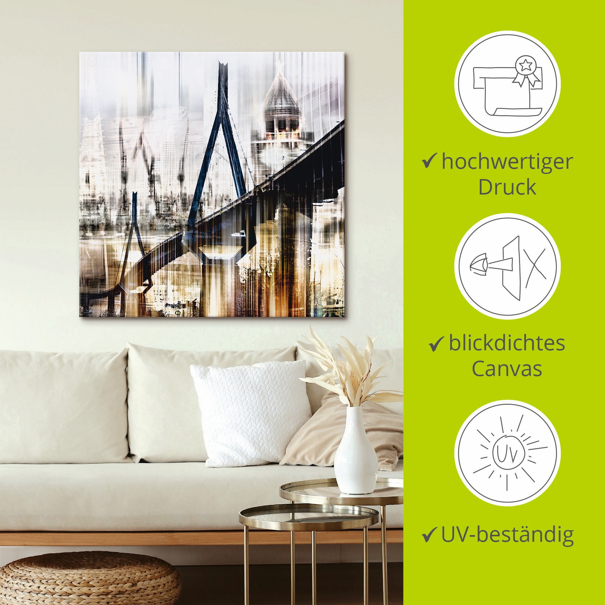Artland Wandbild »Hamburg Skyline Collage III«, Deutschland, (1 St.), als Leinwandbild, Wandaufkleber in verschied. Größen