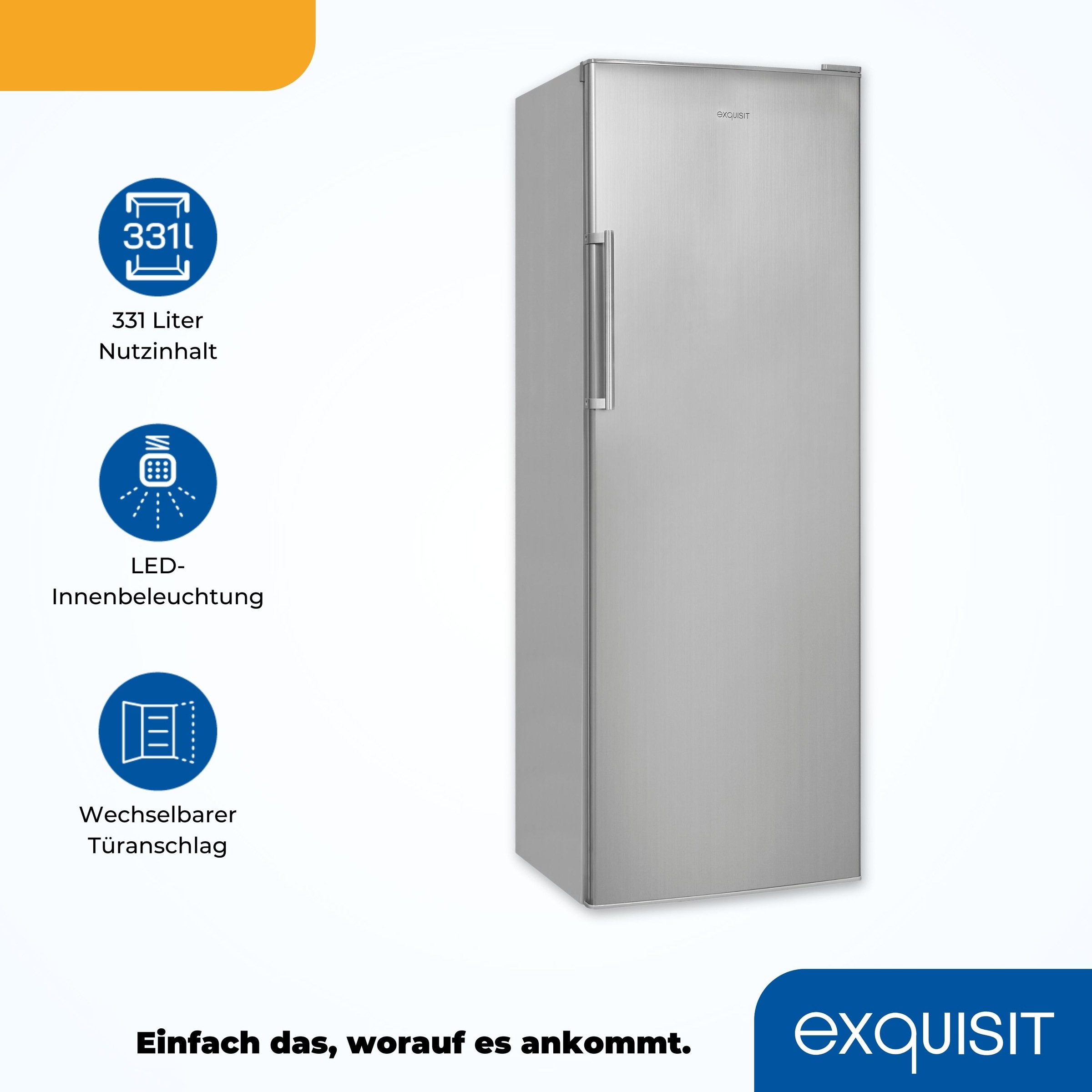 exquisit Kühlschrank »KS350-V-H-040E inoxlook«, 331 L Volumen