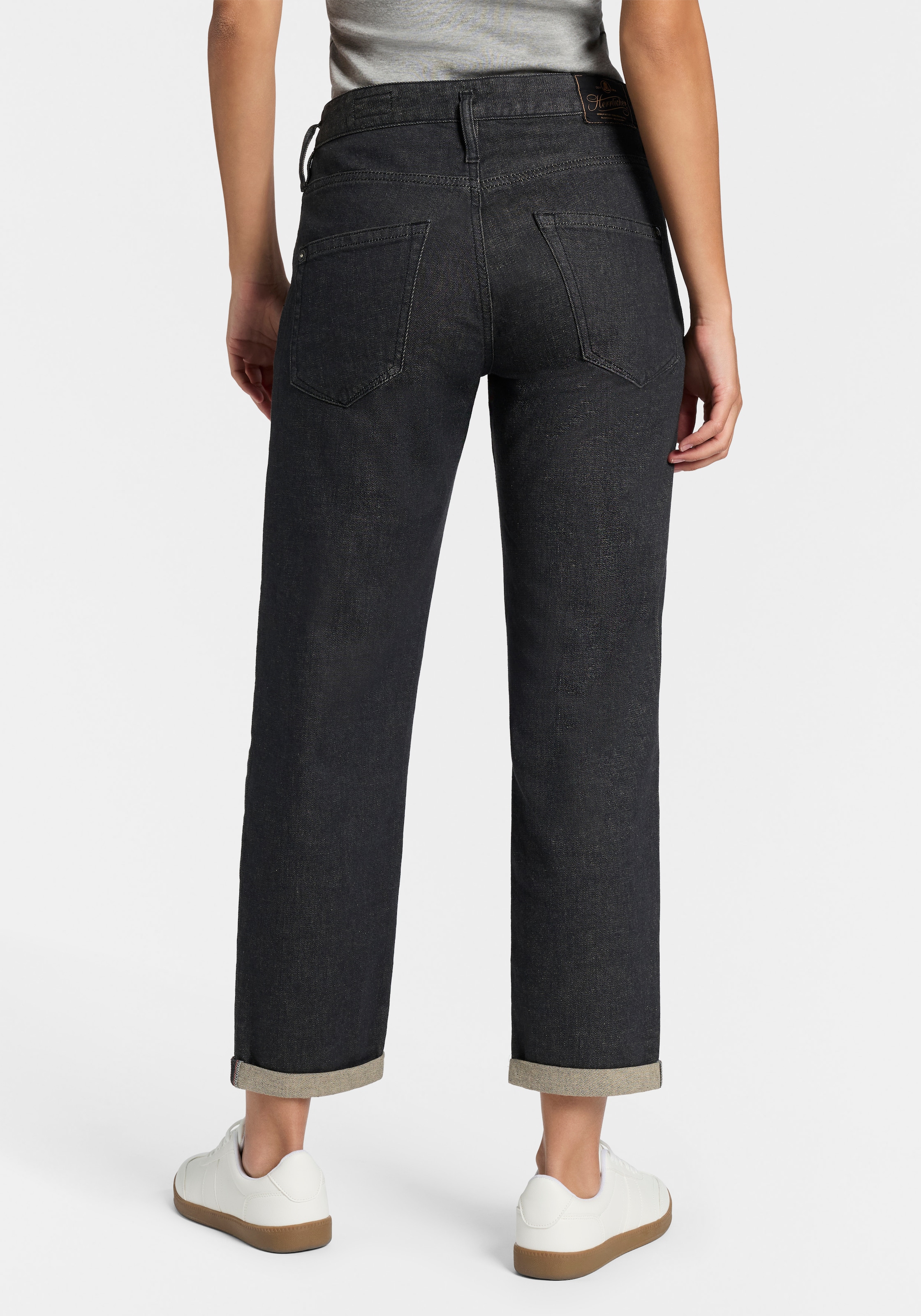 Herrlicher Boyfriend-Jeans »Shyra Tap Denim Grey Light Stretch« High Waist mit Umschlagsaum