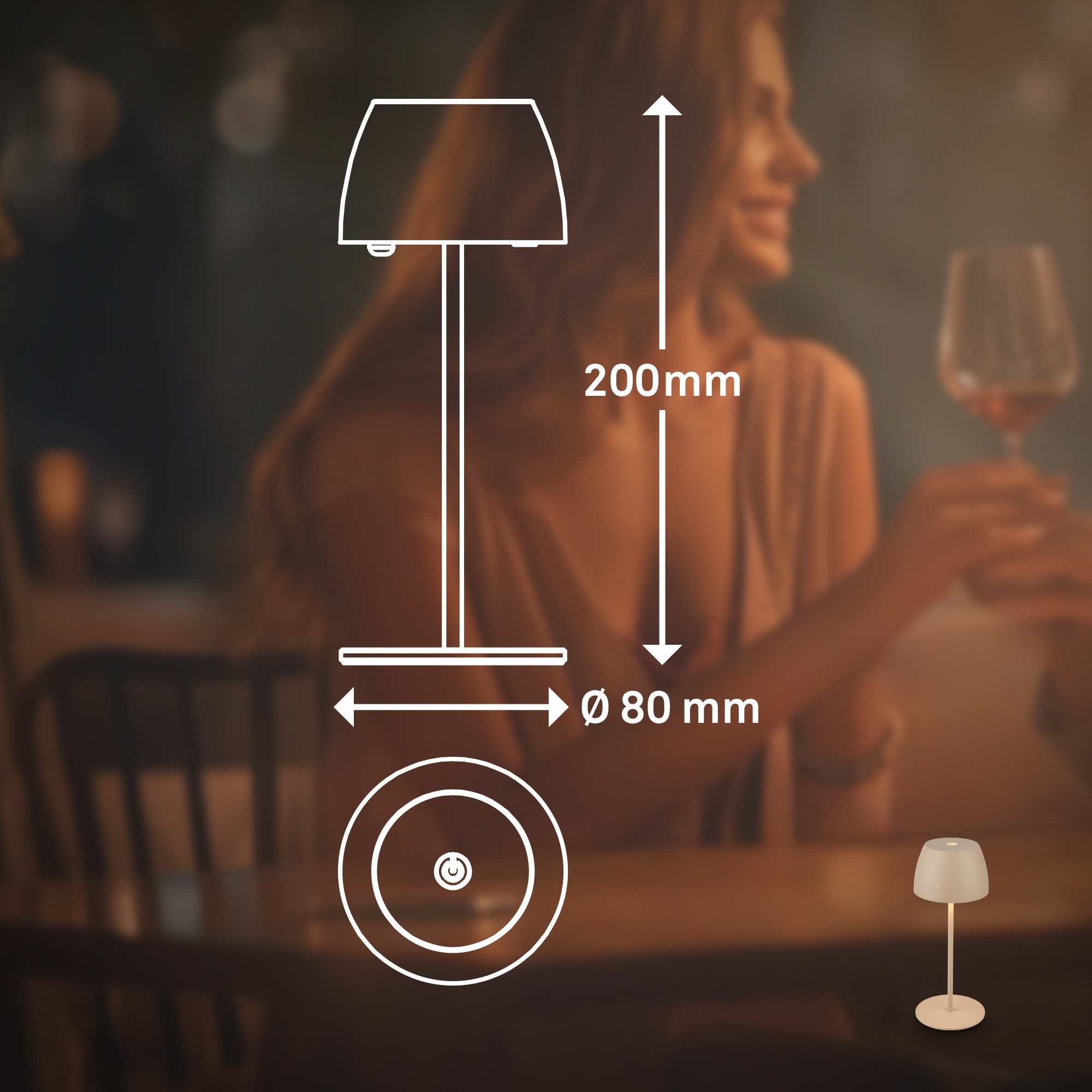 Briloner Leuchten Tischleuchte »2er Set LED Tischlampe kabellos, beige« 2er Set Tischlampe kabellos 20x8cm Beige 2,5W