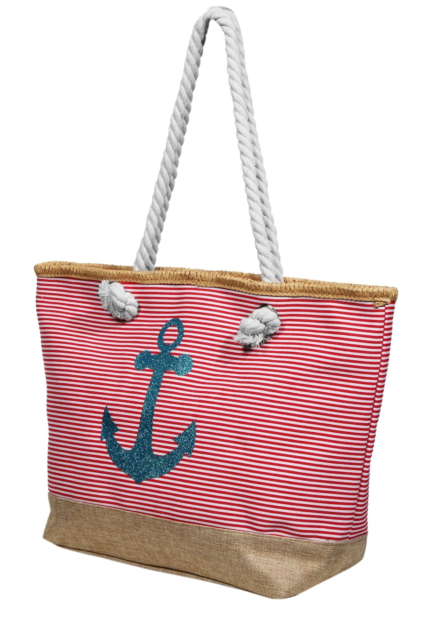 Cham Cham Strandtasche »Damen Handtasche aus Textil mit Anker Motiv, Maße: 49 x 34 x«