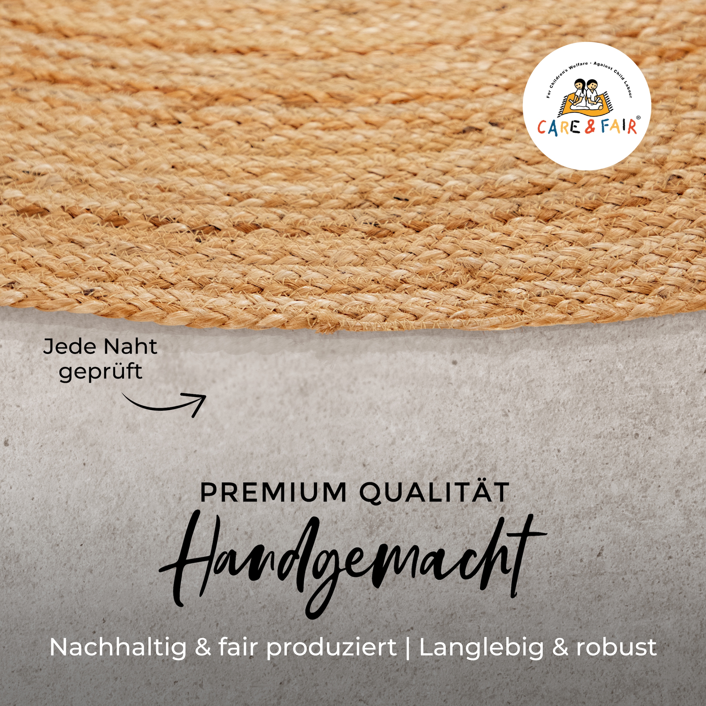 carpetfine Teppich »Nele Juteteppich Naturfaser«, rund, 6 mm Höhe, geflochtener Wendeteppich aus 100%Jute, in rund und oval, viele Größen