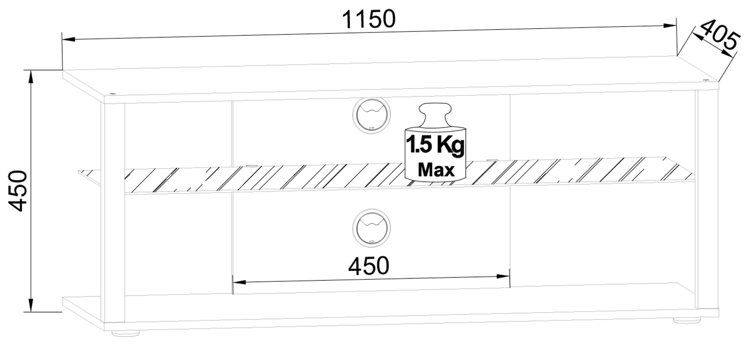 VCM TV-Board »VCM TV Möbel | Lowboard | Fernsehregal mit Rollen und ausreichend Stauraum | Maße H. 45 x B. 115 x T. 41 cm | Fernseh Möbel ¿ Folas XL«, (VCM Folas)