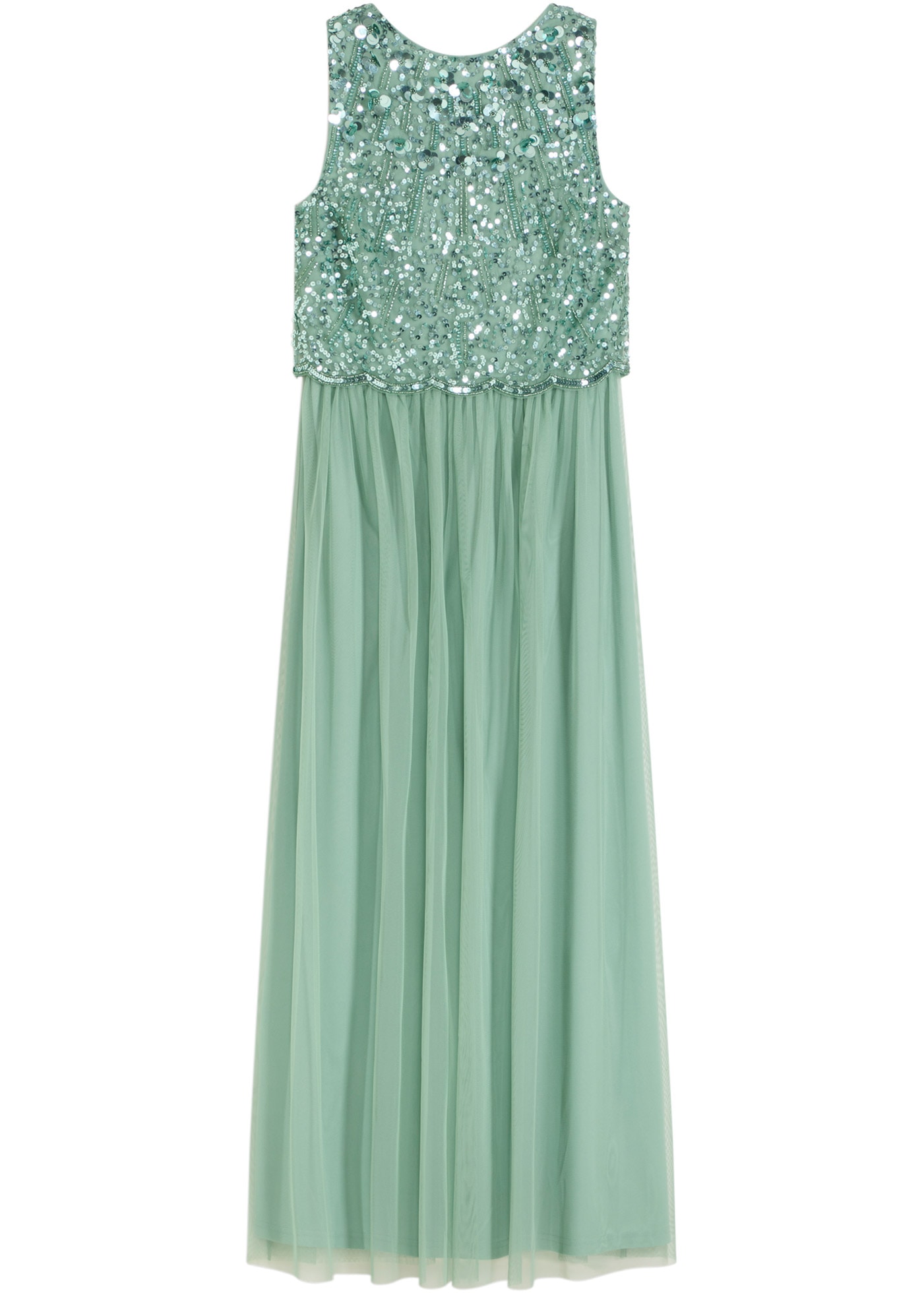 bonprix Maxikleid »Maxikleid mit Paillettenstickerei« ohne Ärmel, ausgestellte Passform, mit Paillettenstickerei