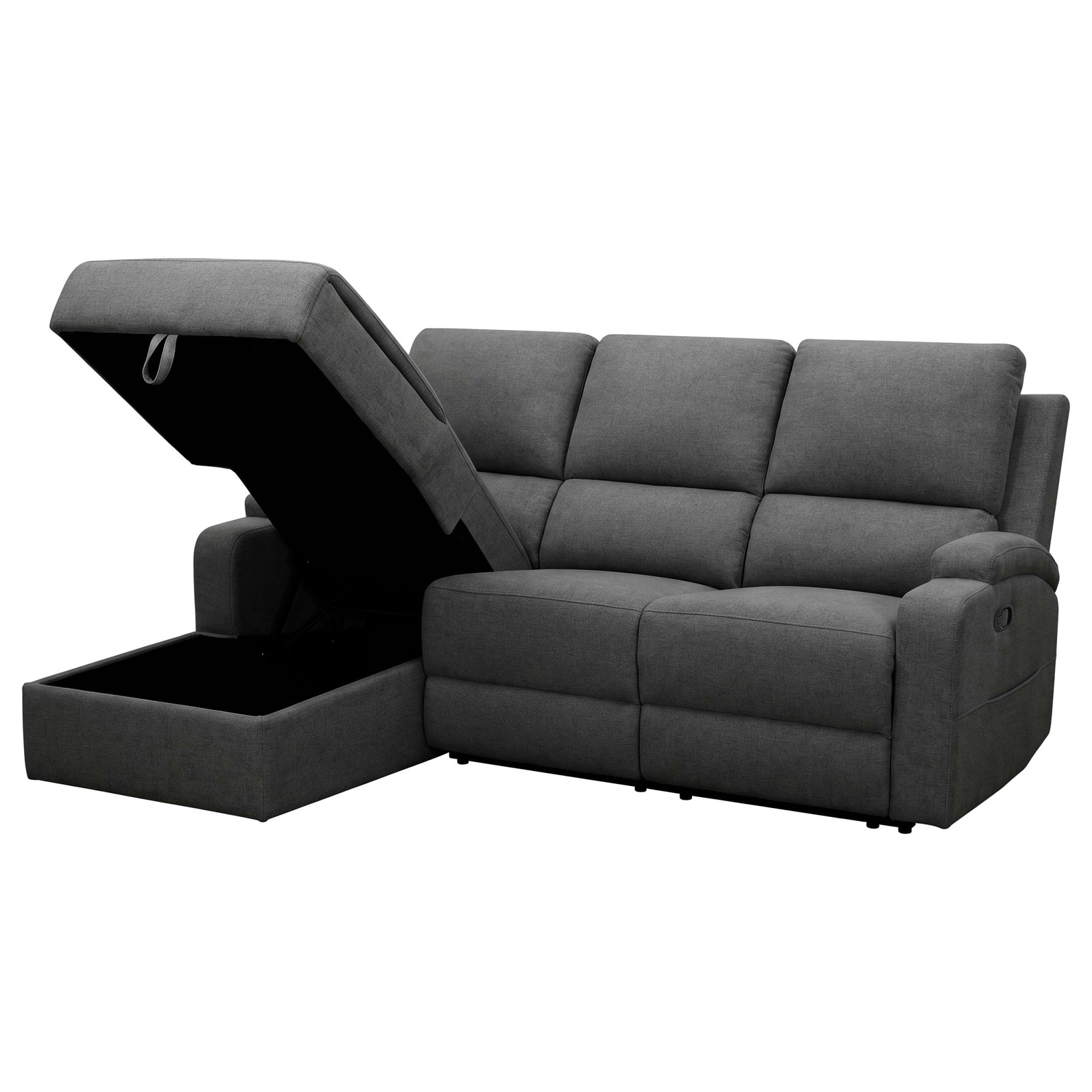 OTTO home Ecksofa »NAPORI Struktur-Bezug, L-Form, 210cm, man./elektr. Relaxfunktion« USB-A bei elektr. Variante, Staukasten, Seitentaschen u. Federkern