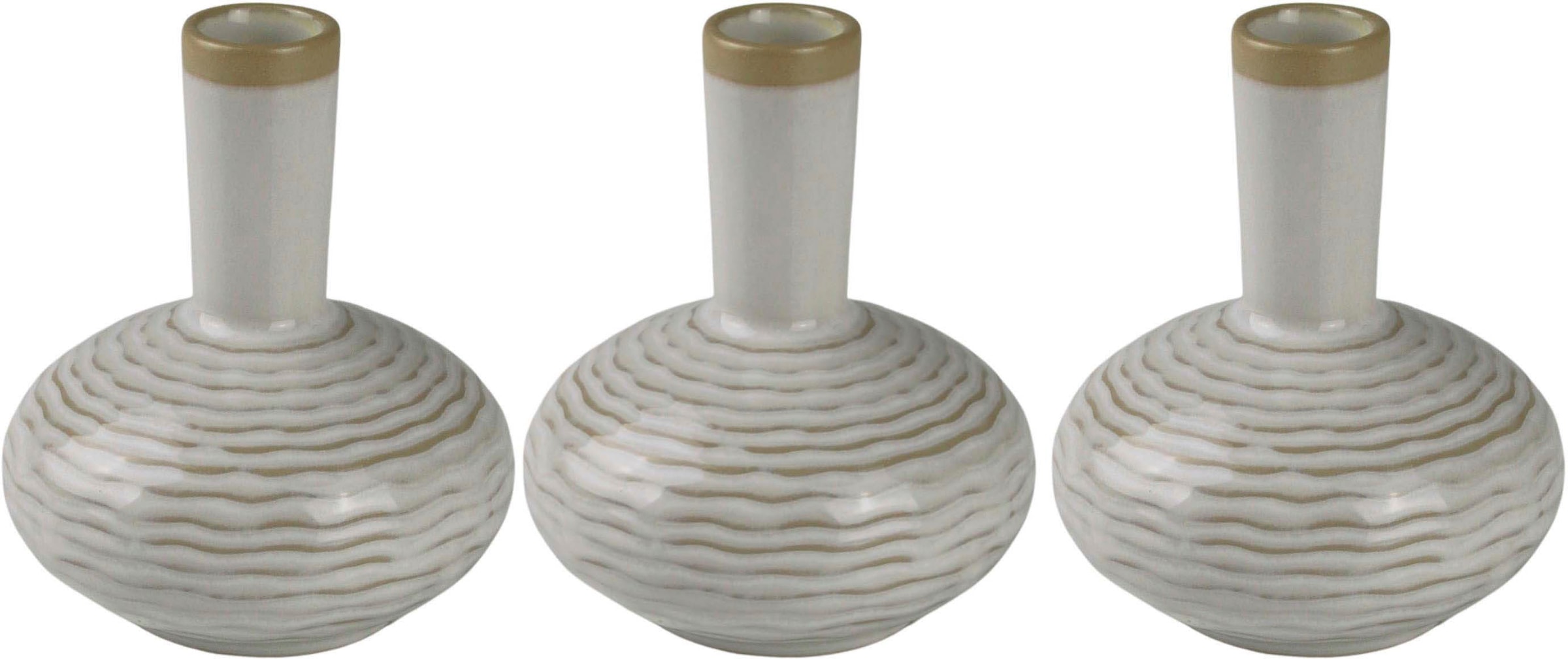 Tischvase »Blumenvase in Flaschen-Form«, (Set, 3 St.), Dekovase aus Keramik, Höhe ca....