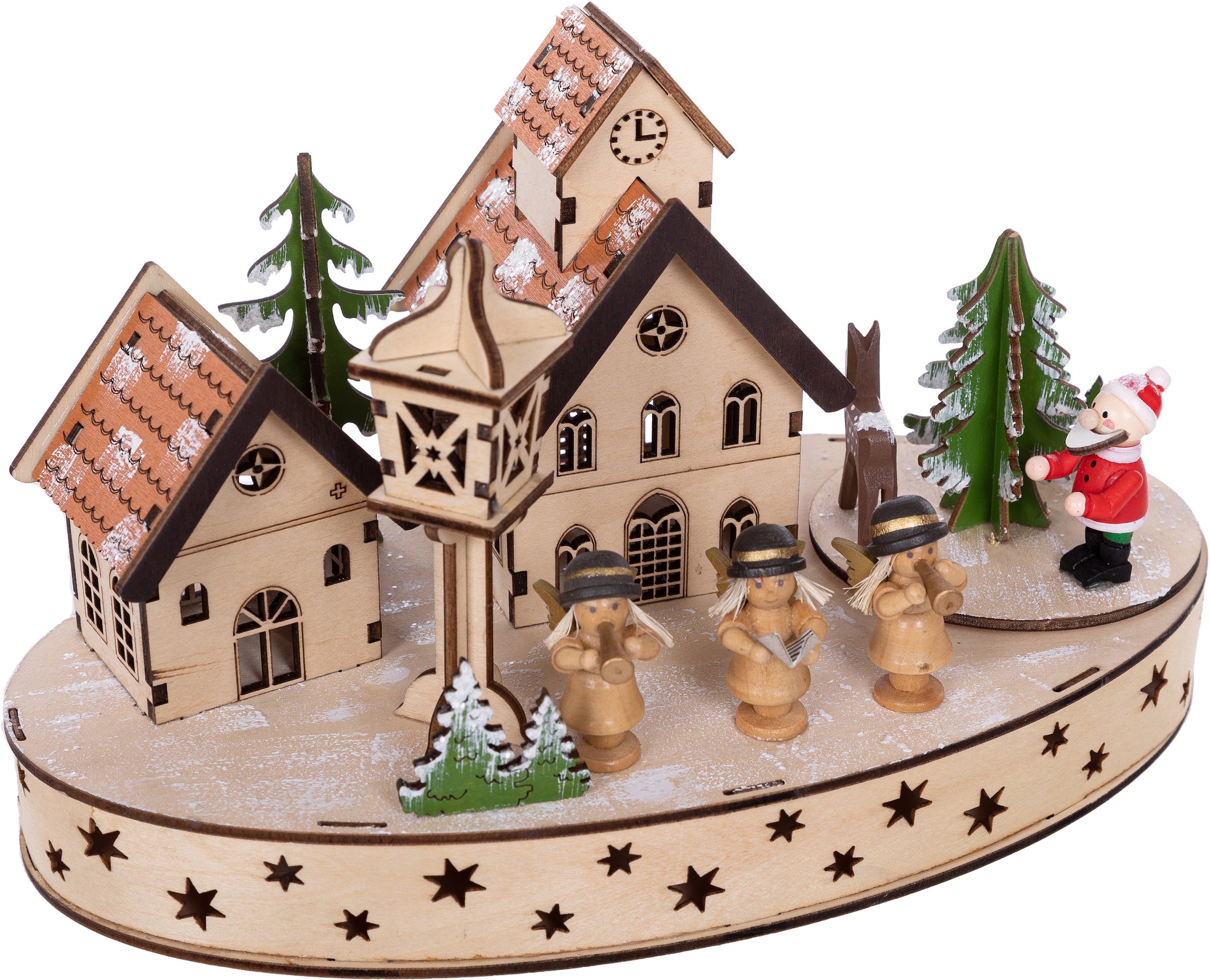 Myflair Möbel & Accessoires Weihnachtsdorf »Winterlandschaft, Weihnachtsdeko«,  Spieluhr mit Musik, aus Holz, Höhe ca. 15 cm bei OTTO