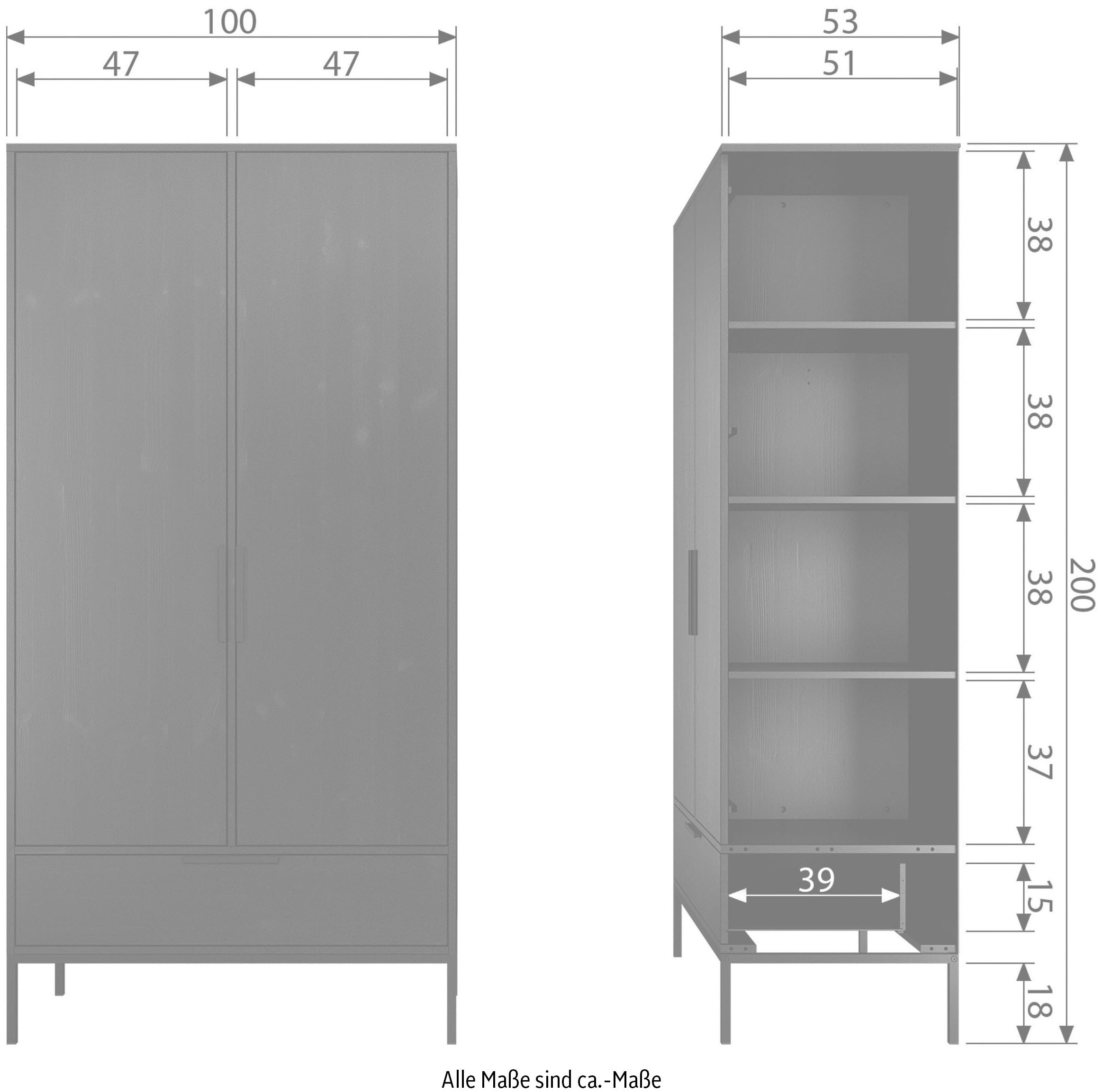 WOOOD Garderobenschrank »Adam Mehrzweckschrank mit Schubkasten«, mit Kleiderstange, Breite 100 cm